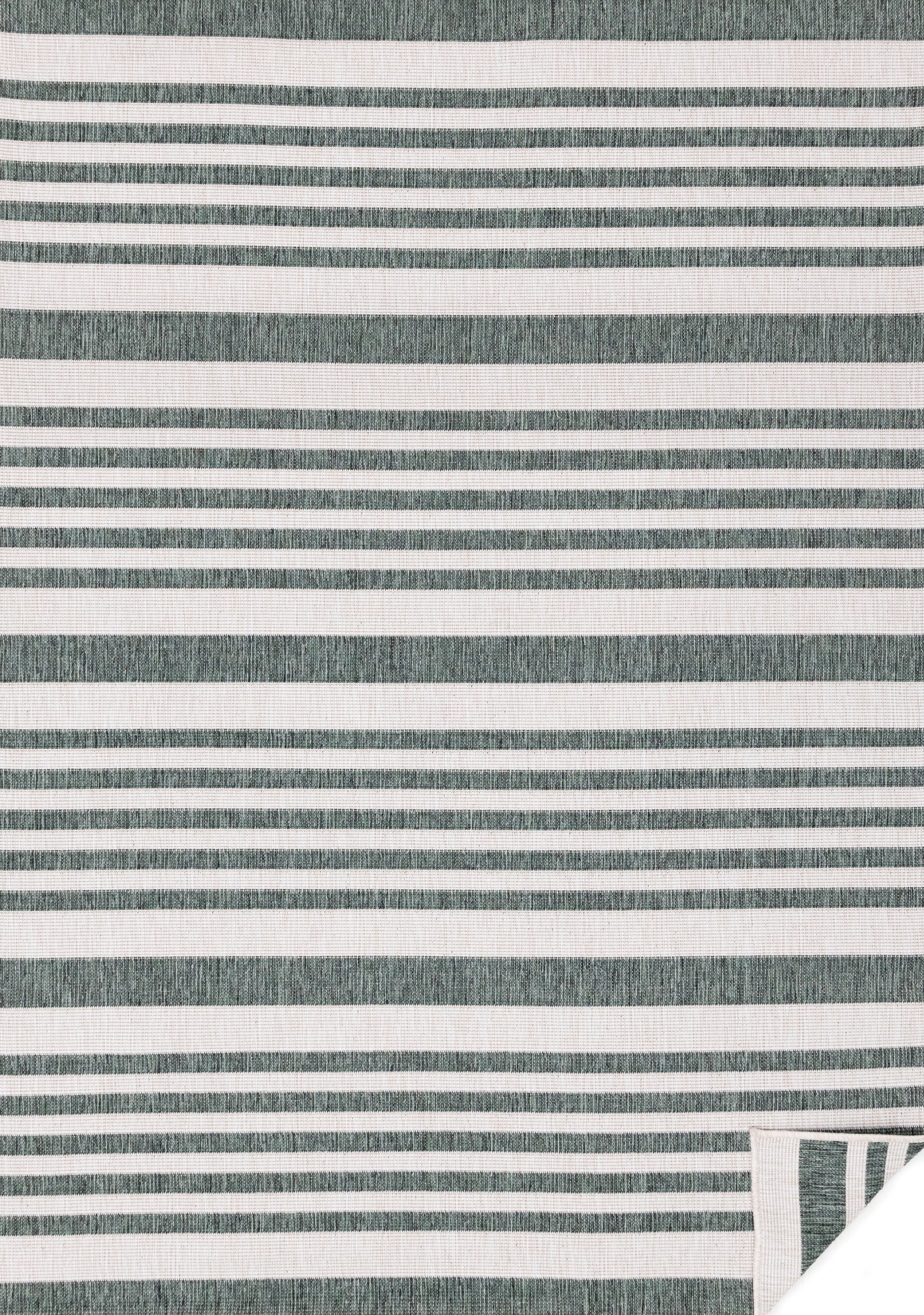 Bristol Green Cream Striped Reversible Rug