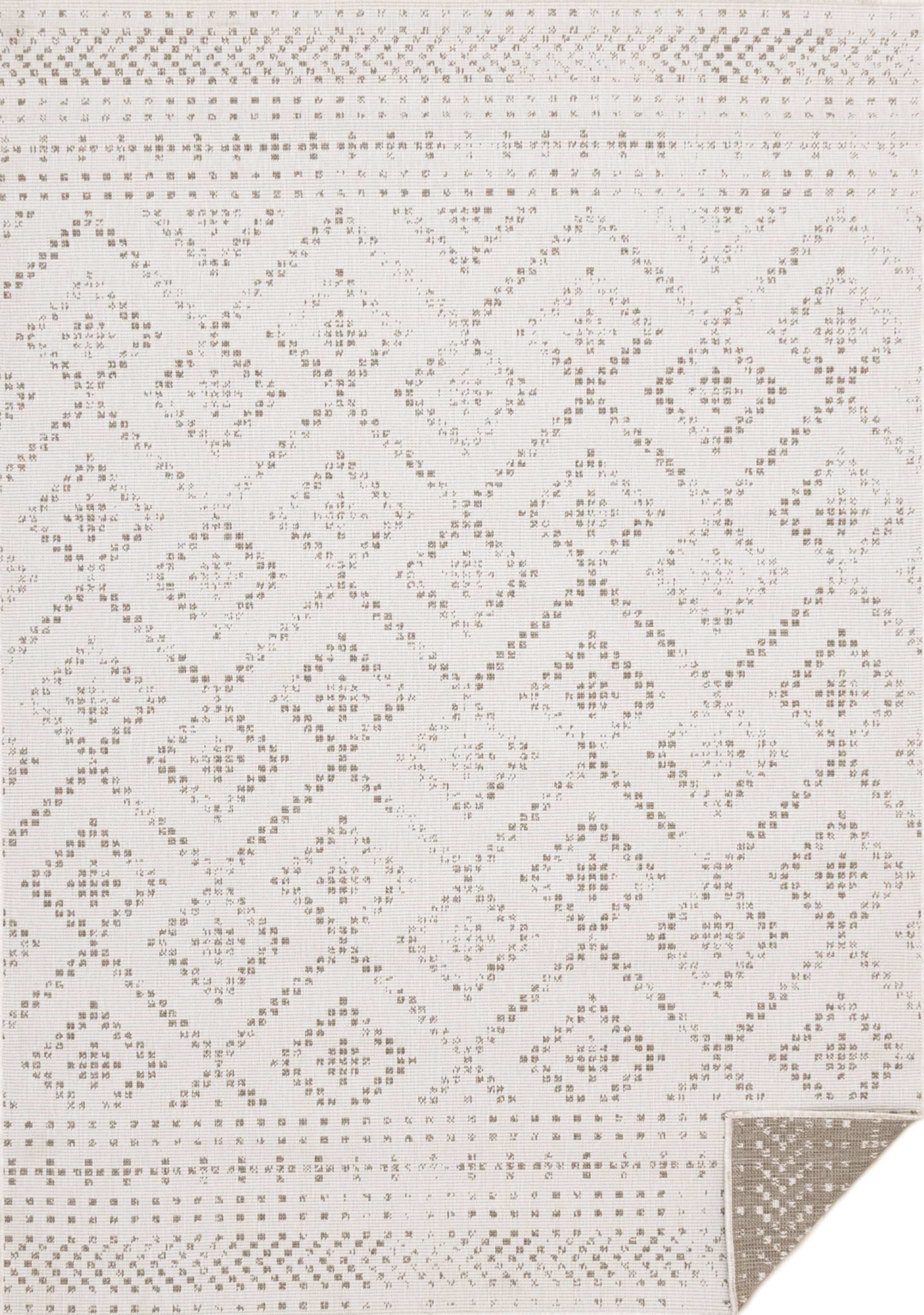 Bristol Beige Cream Diamond Pattern Reversible Rug