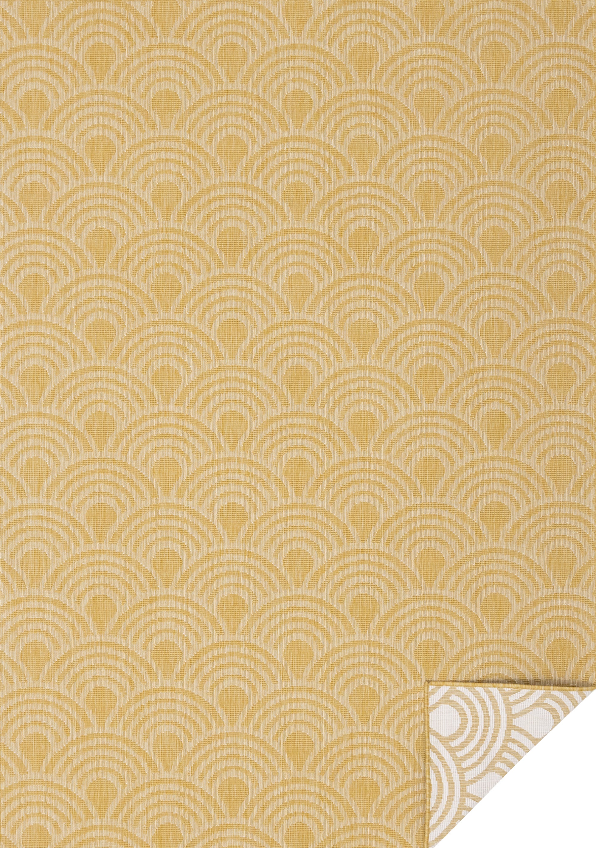 Bristol Reversible Yellow Taupe Rainbow Arch Pattern Rug