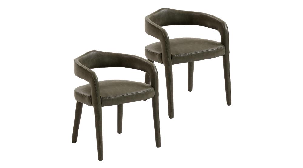 Advik and Caden 7pc Dining Set - Walnut Table and Moss Chairs
