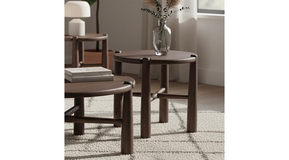 Carlyn Round Accent Table in Dark Walnut