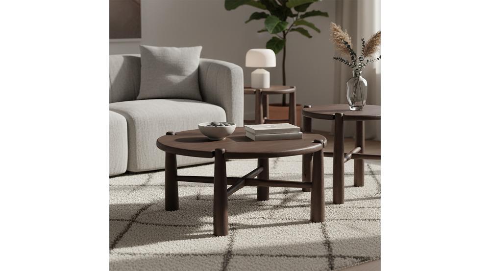 Carlyn Round Coffee Table in Dark Walnut