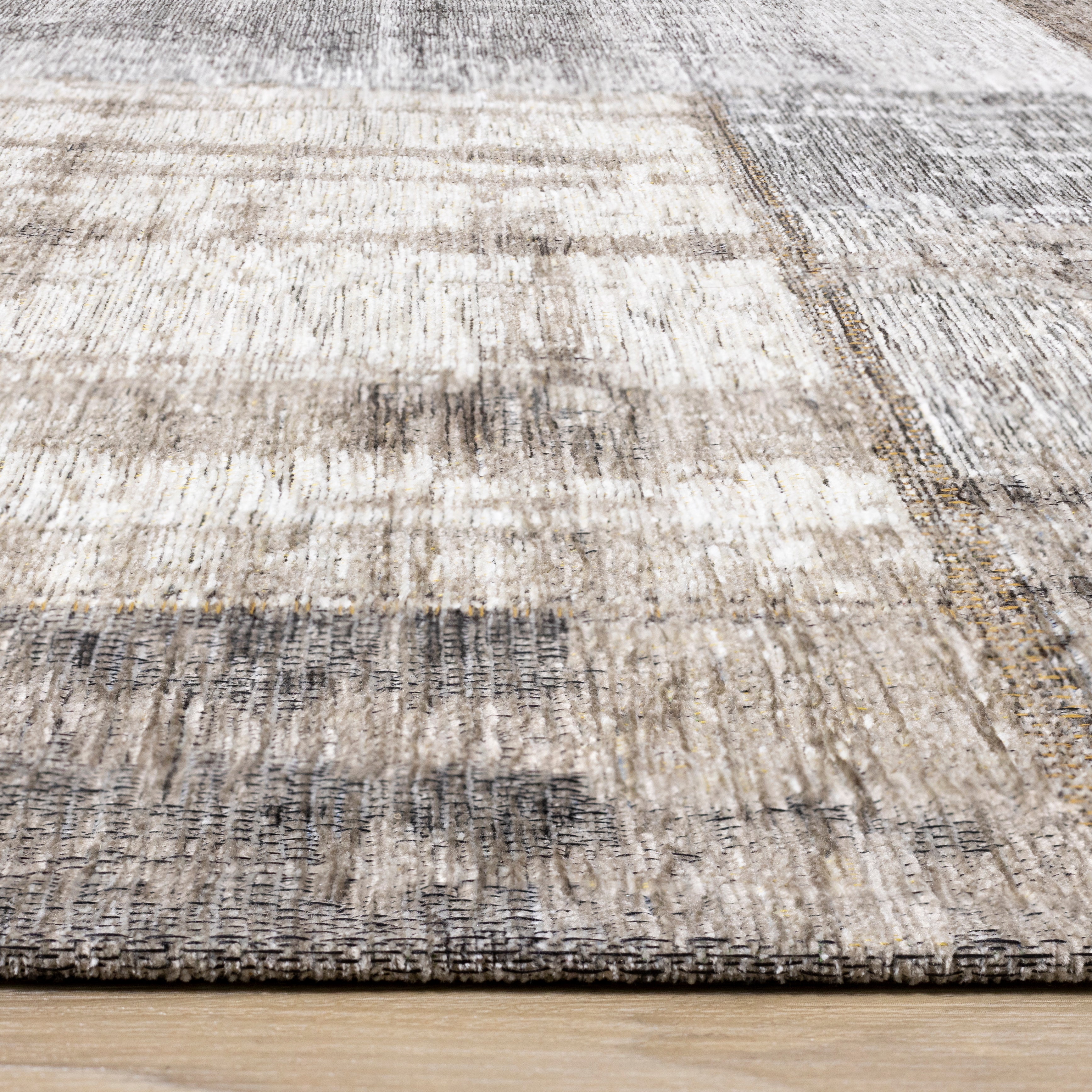 Cathedral Grey Cream Distressed Patchwork Rug