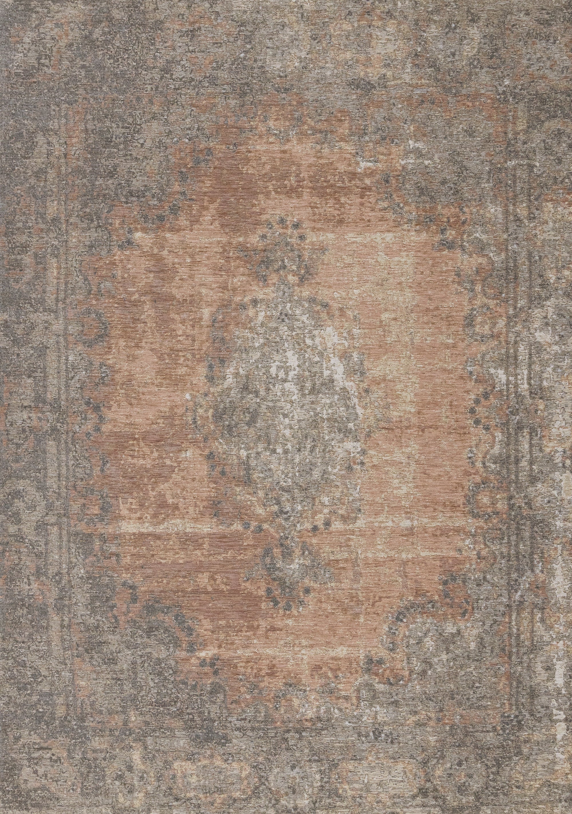 Cathedral Salmon Grey Traditional Border Rug