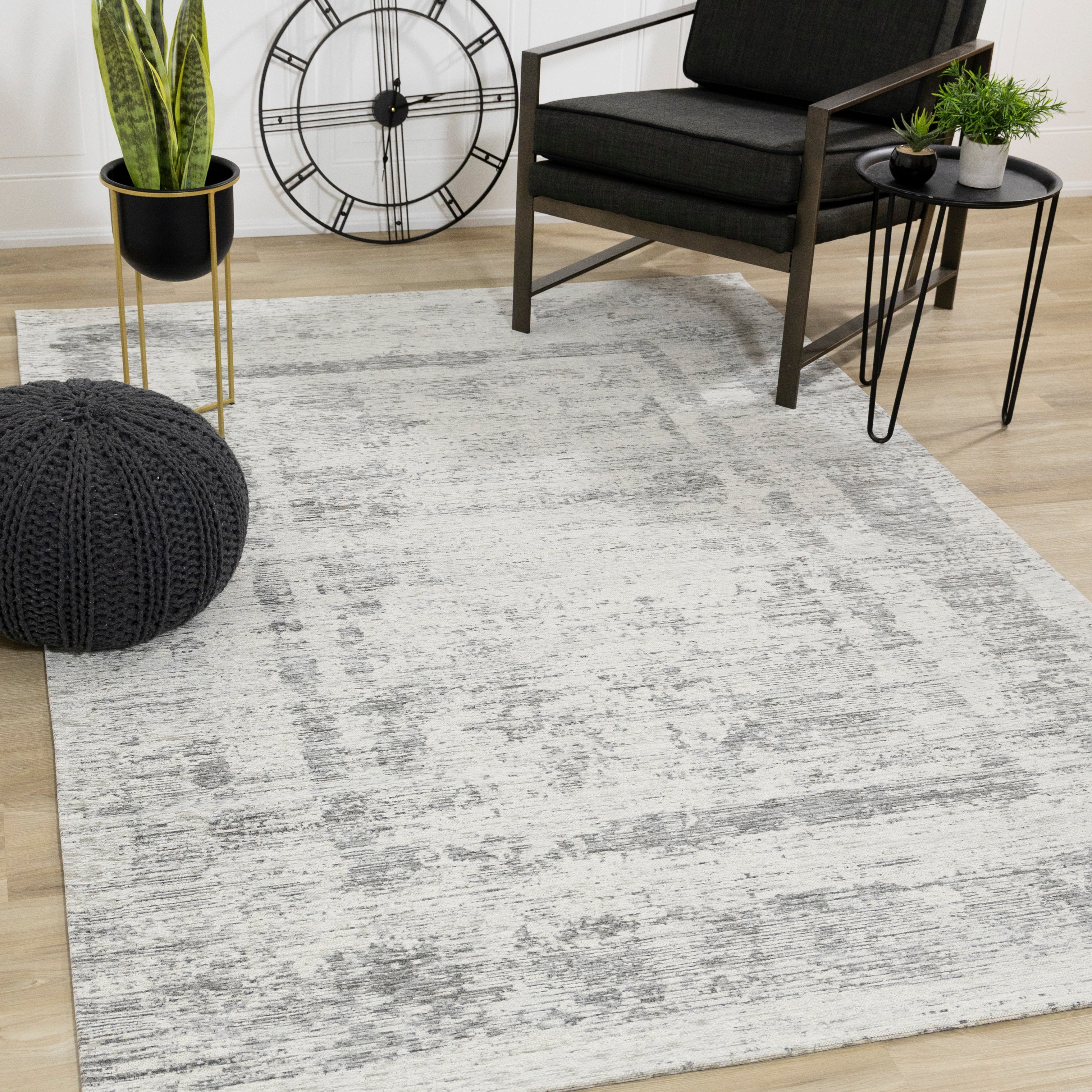 Cathedral Grey Faded Borders Rug