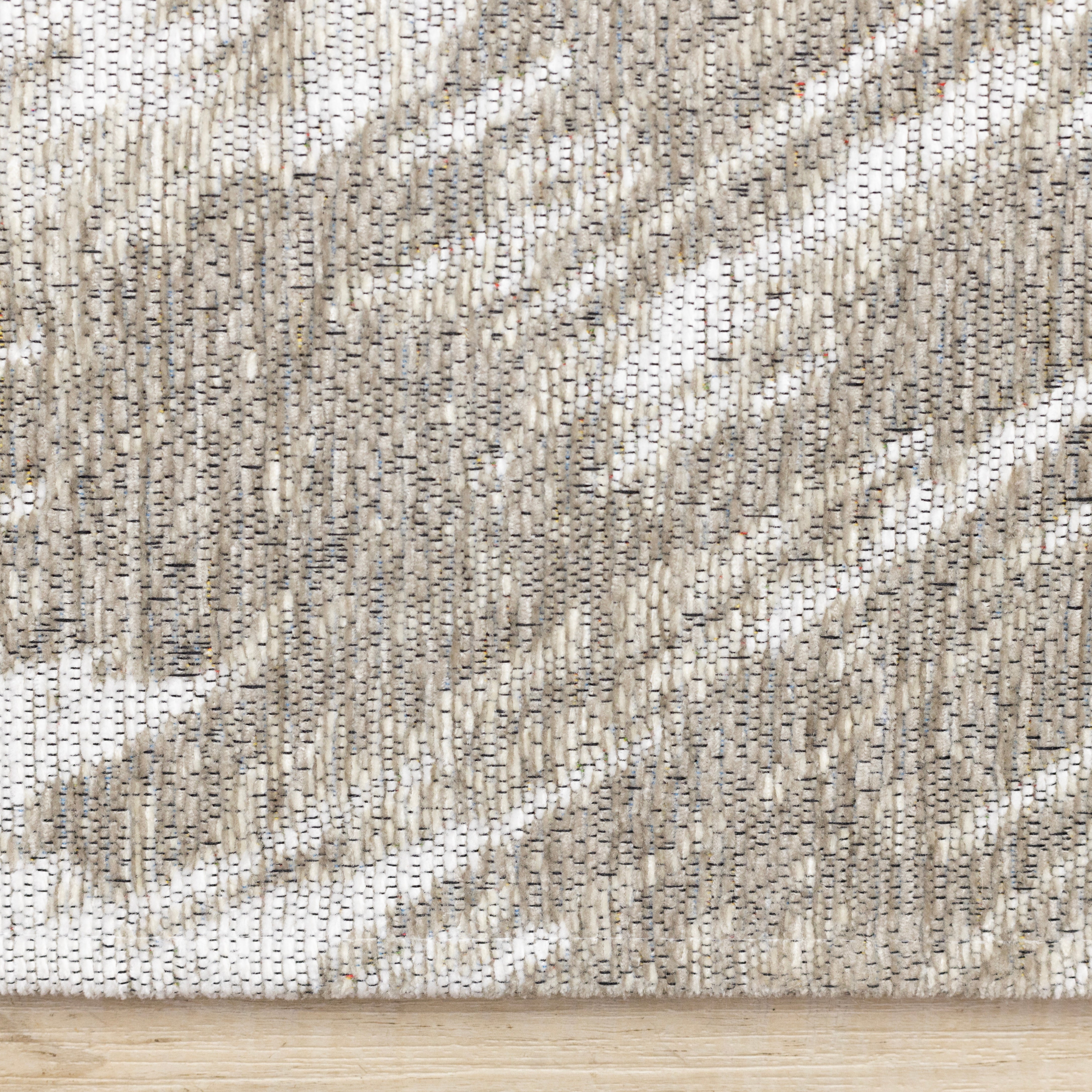 Cathedral White Taupe Beige Brush Strokes Rug