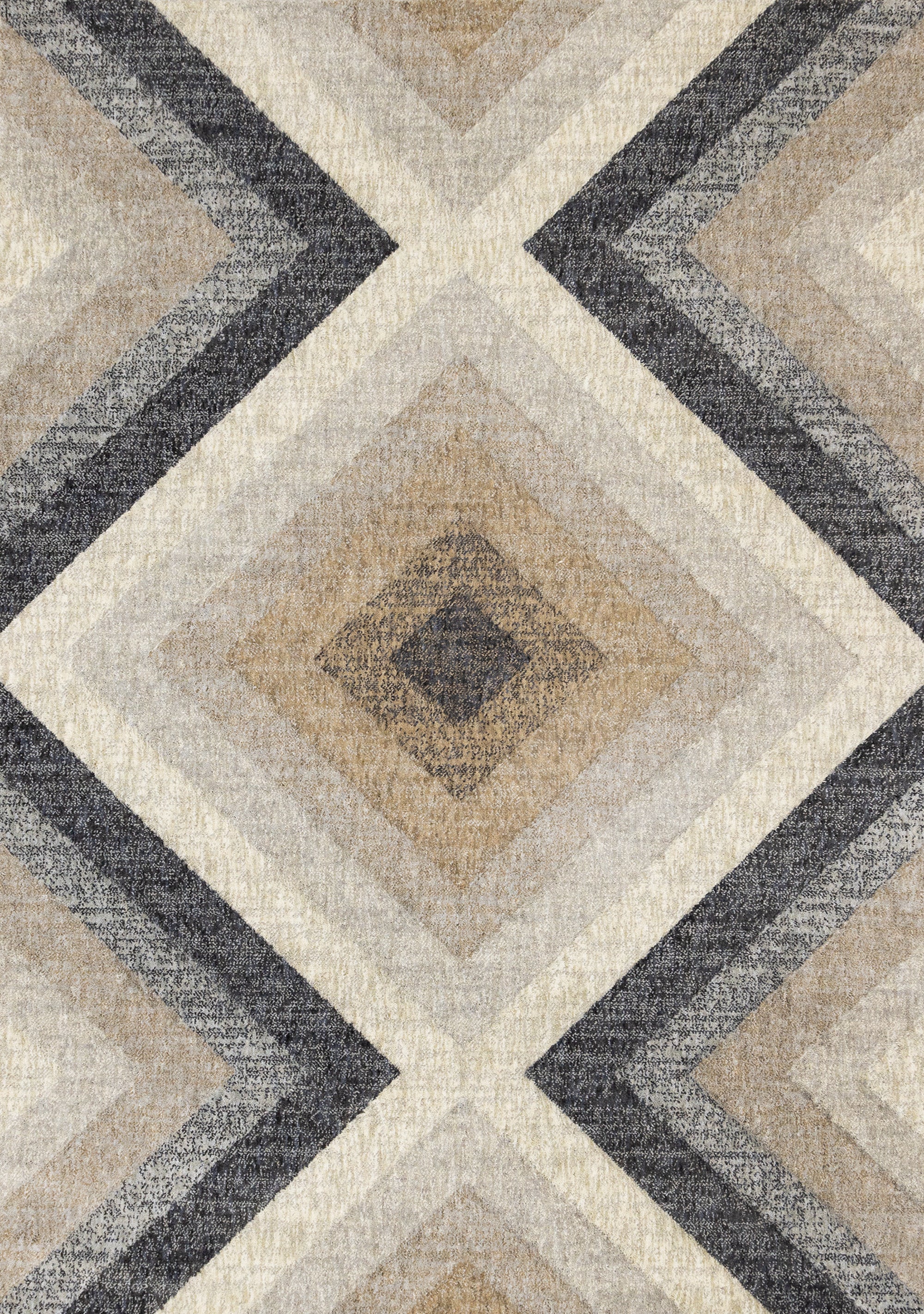 Cora Cream Grey Brown Diamond Design Rug