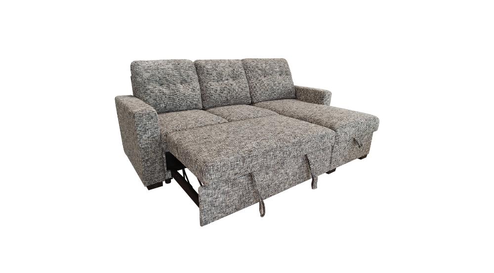 Draga Sofa with Reversible Chaise & Bed & Storage in Warm Grey