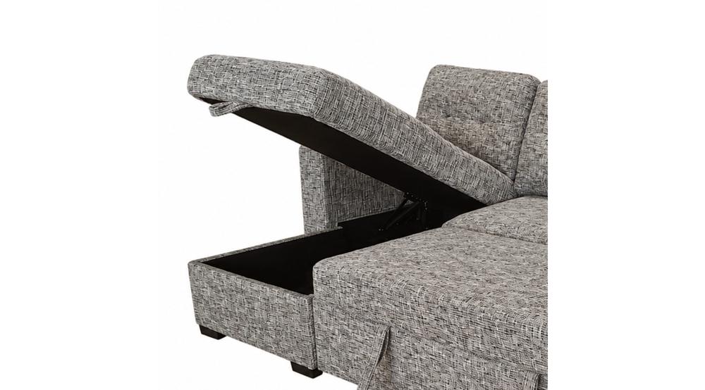 Draga Sofa with Reversible Chaise & Bed & Storage in Warm Grey