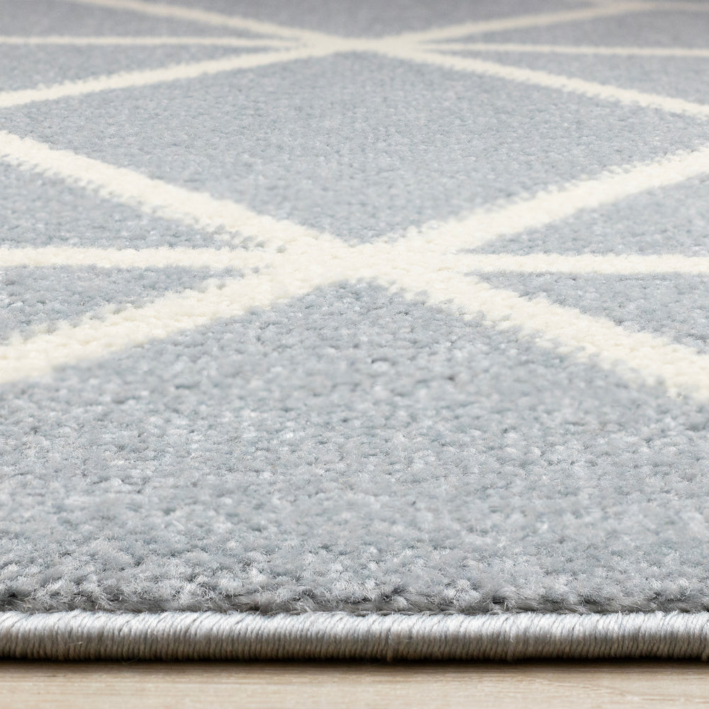 Eclipse Blue Cream Modern Lattice Design Rug