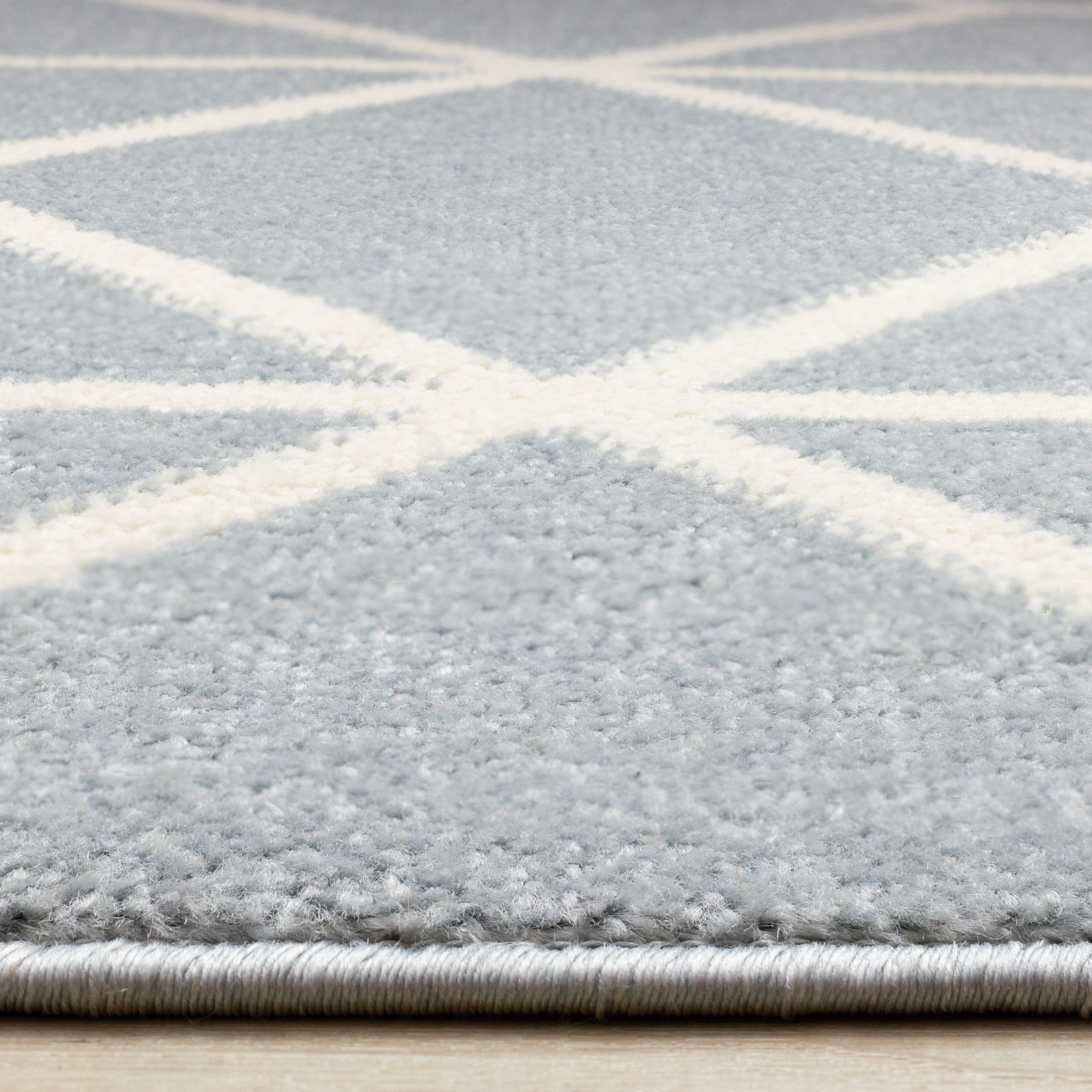 Eclipse Blue Cream Modern Lattice Design Rug