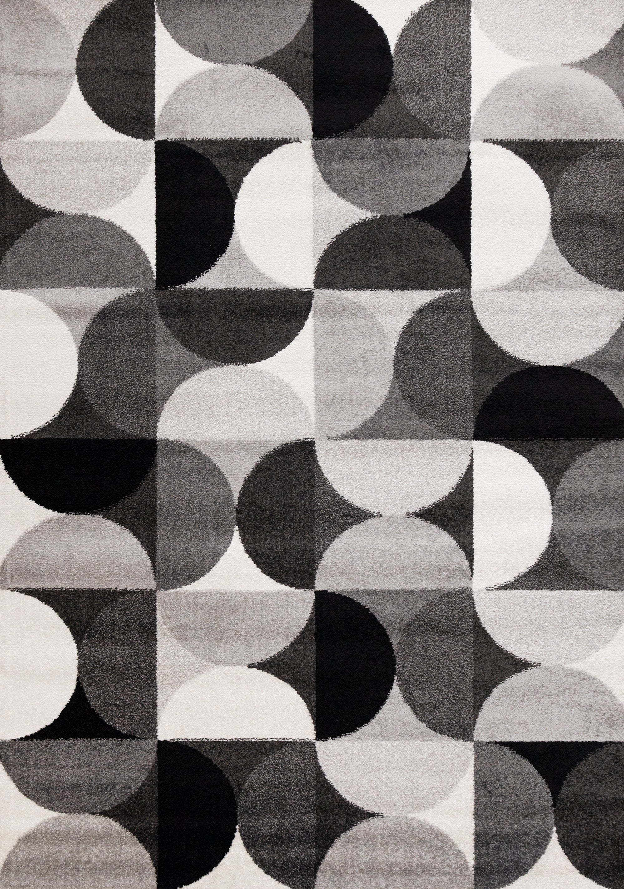 Eclipse Grey Black White Mid-Century Modern Design Rug