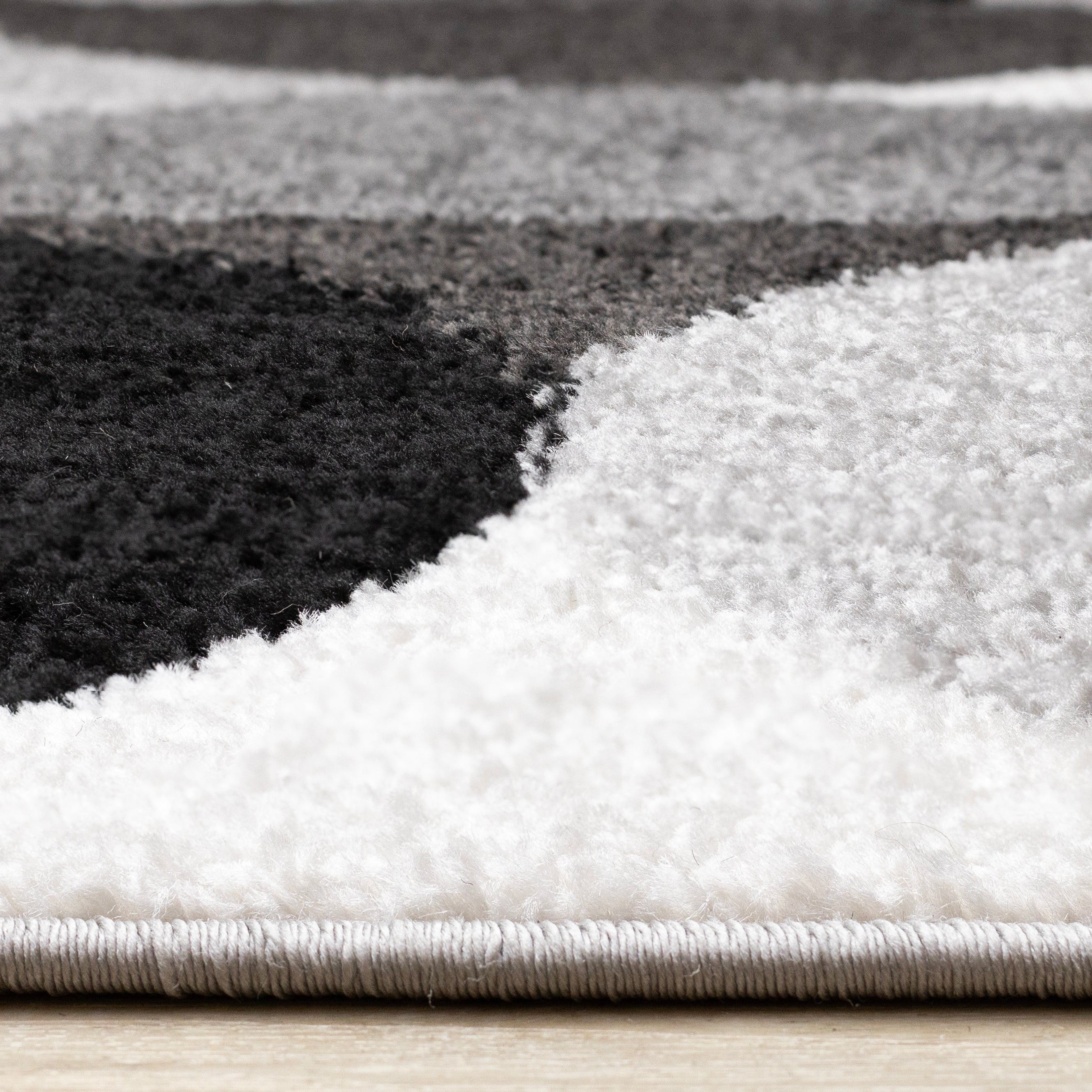 Eclipse Grey Black White Mid-Century Modern Design Rug