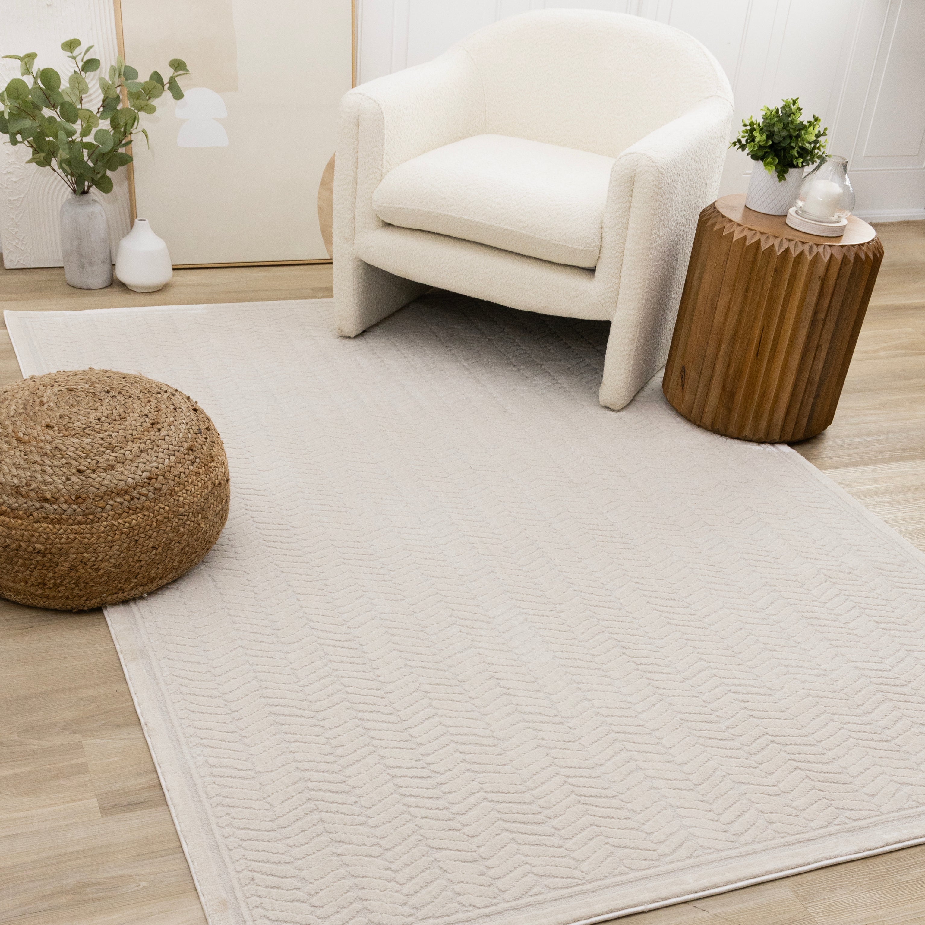 Ellington Cream Herringbone Columns Rug