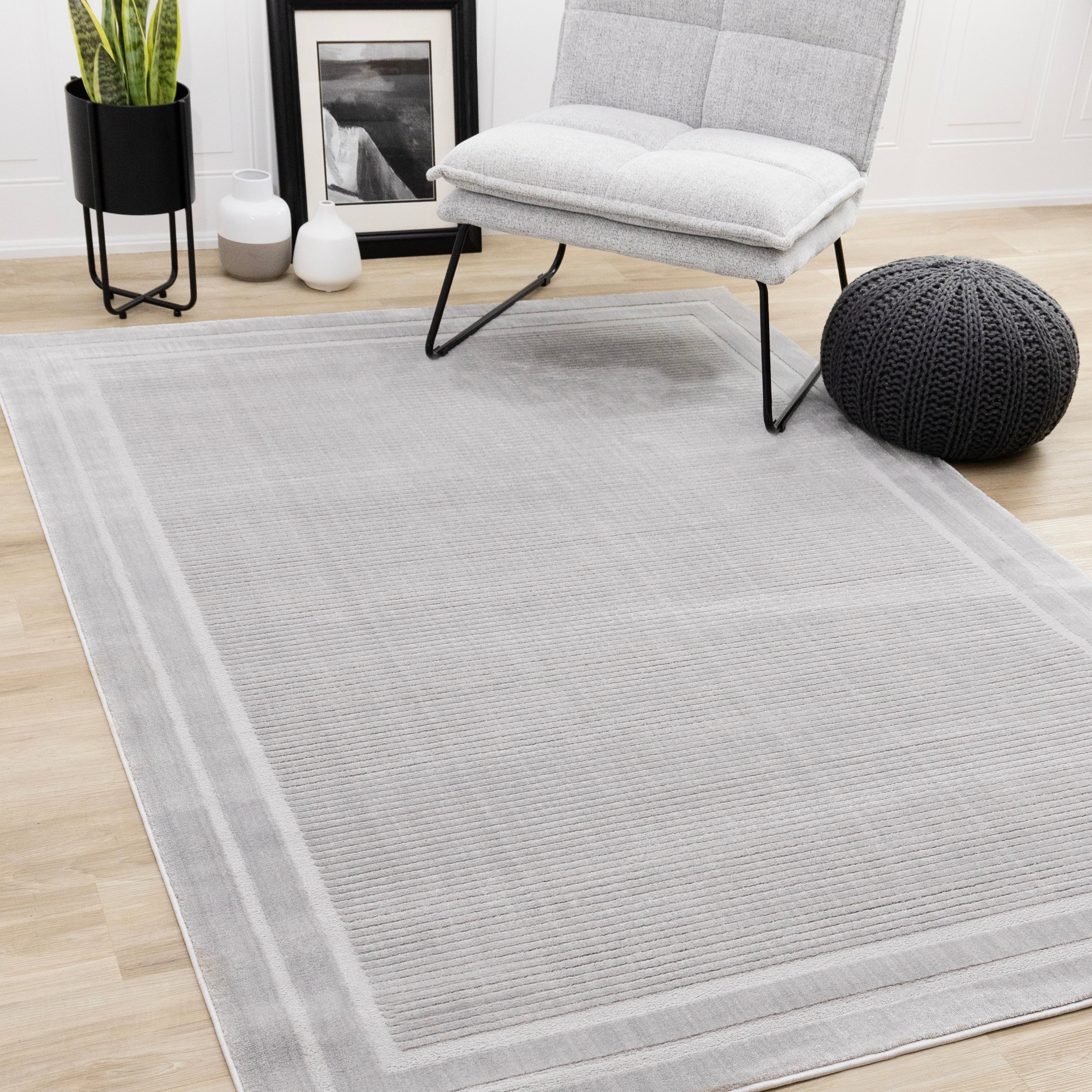 Ellington Grey Border Rug