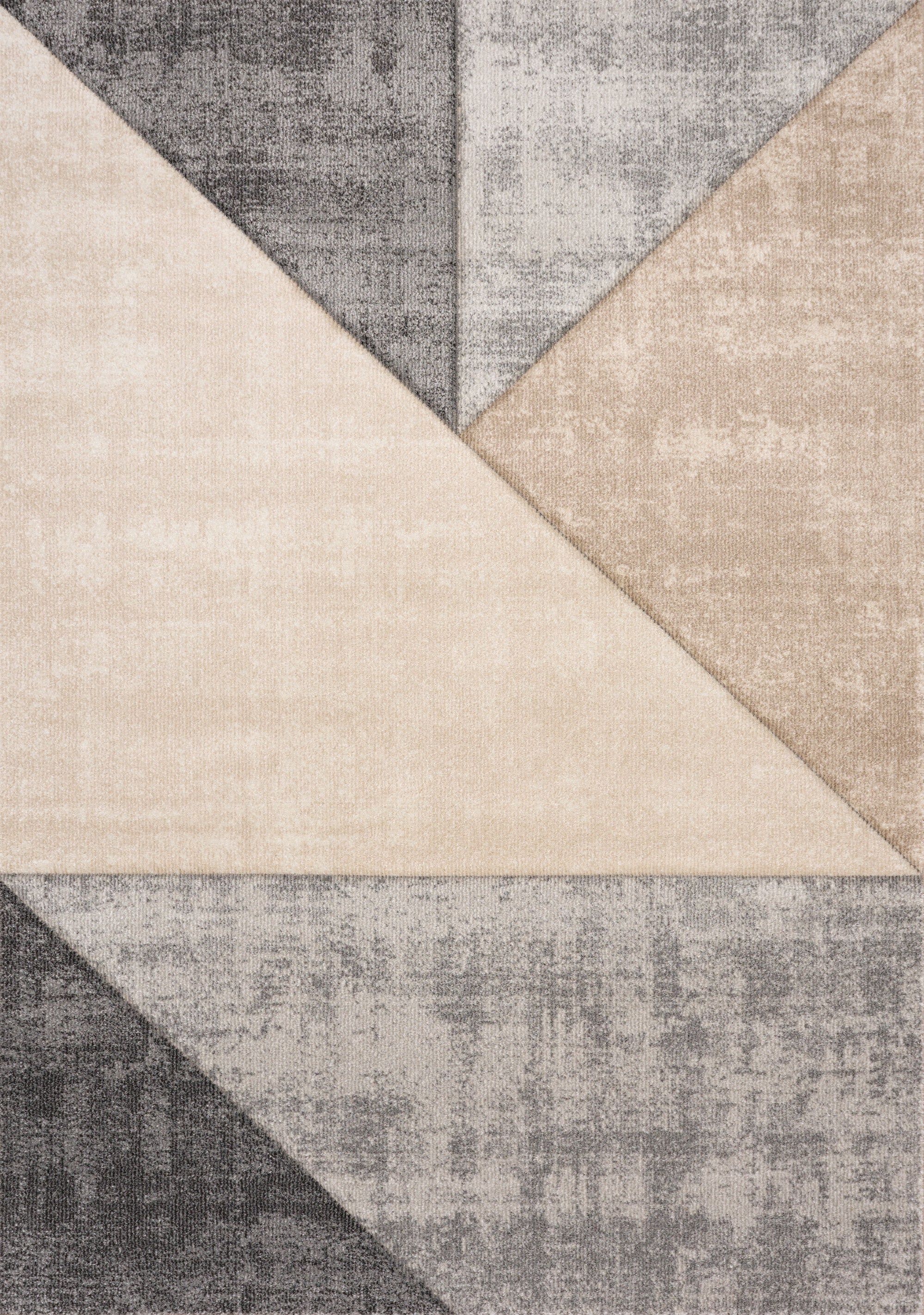 Folio Grey Beige Carved Triangular Pattern Rug