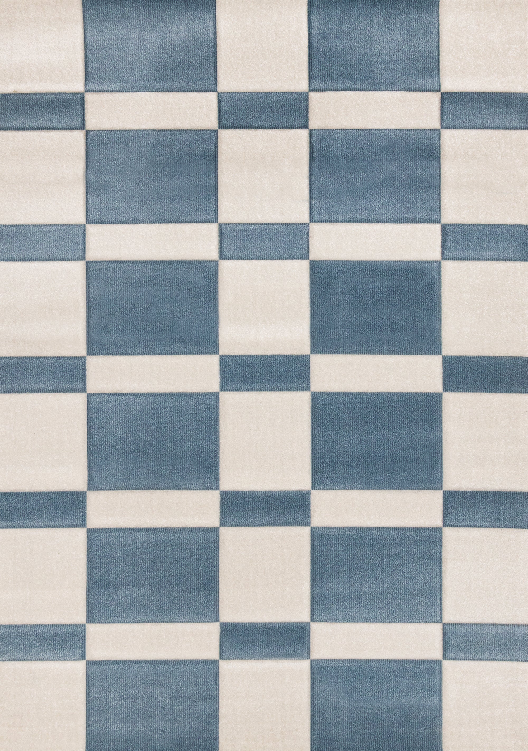 Folio Blue White Banded Rectangle Pattern Rug