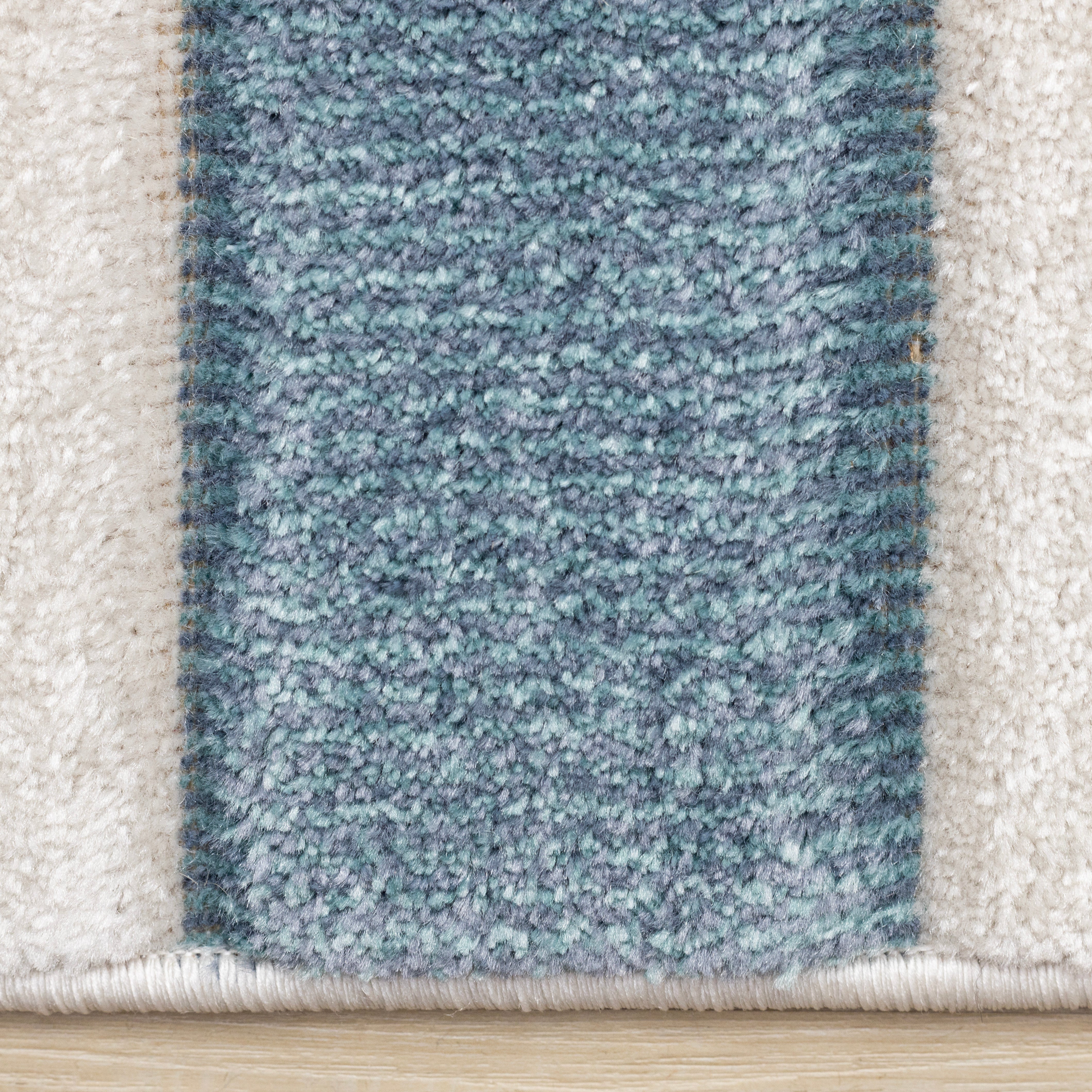 Folio Blue White Banded Rectangle Pattern Rug