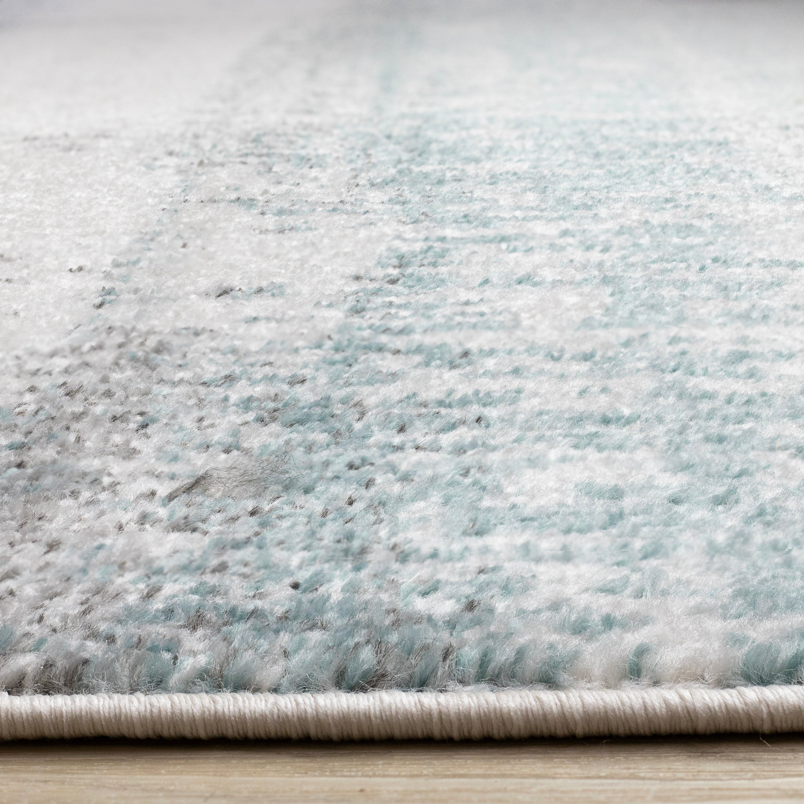 Fresco Blue White Grey Layered Distressed Rug