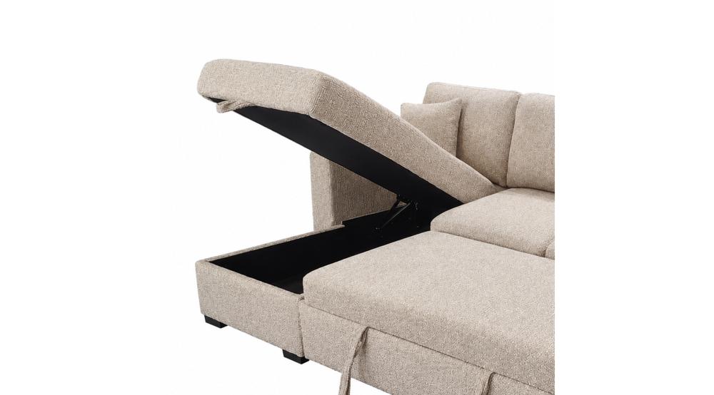 Gareth Sofa with Left Chaise & Bed & Storage in Taupe