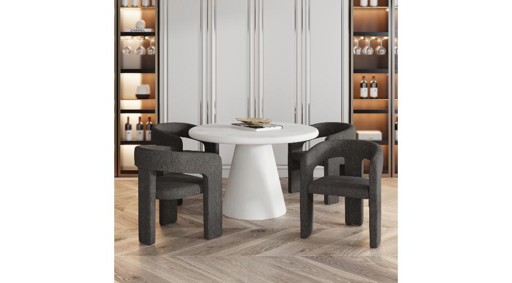 Galio and Amara 5pc Dining Set - White Table and Charcoal Chairs