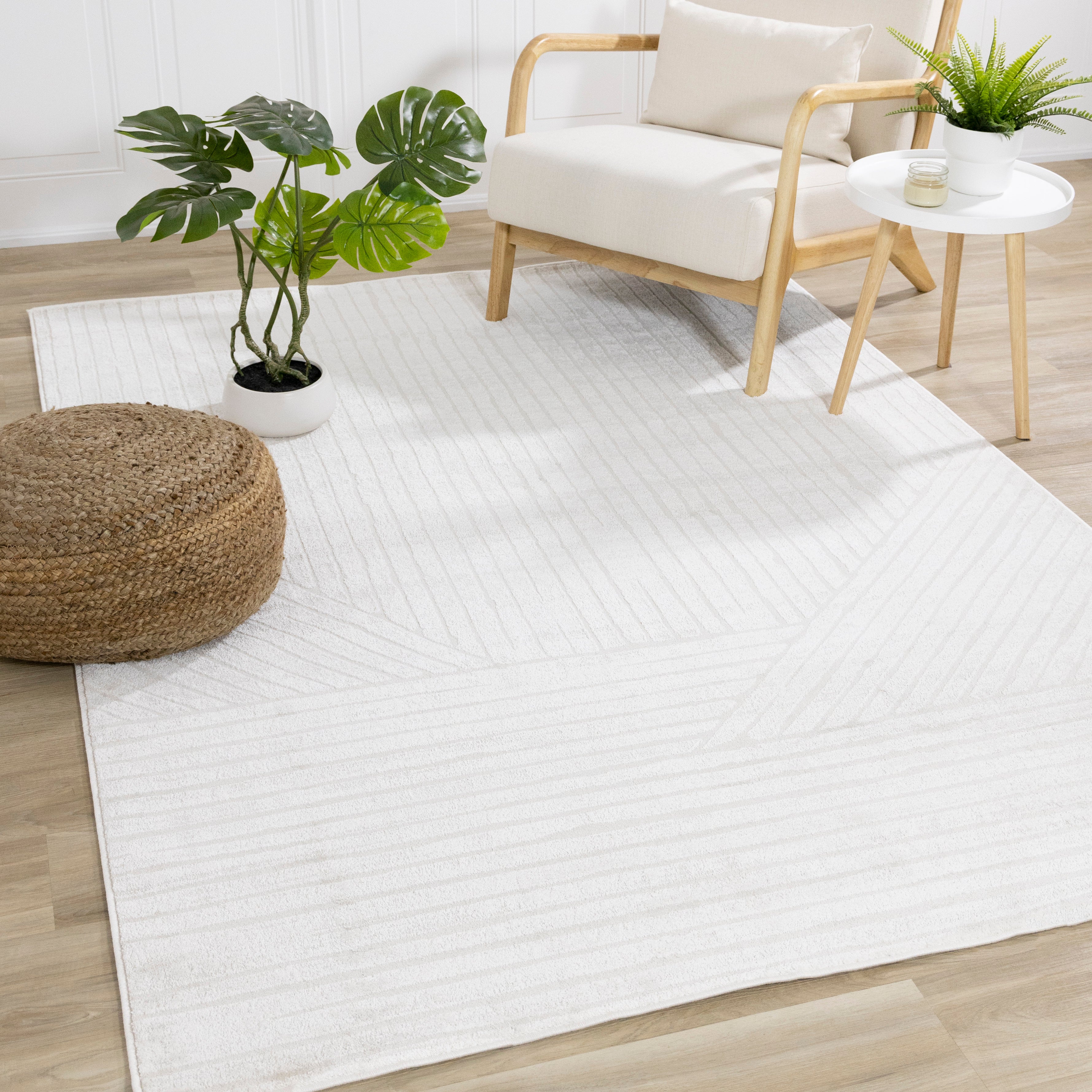 Hayden Light Cream Modern Lines Rug