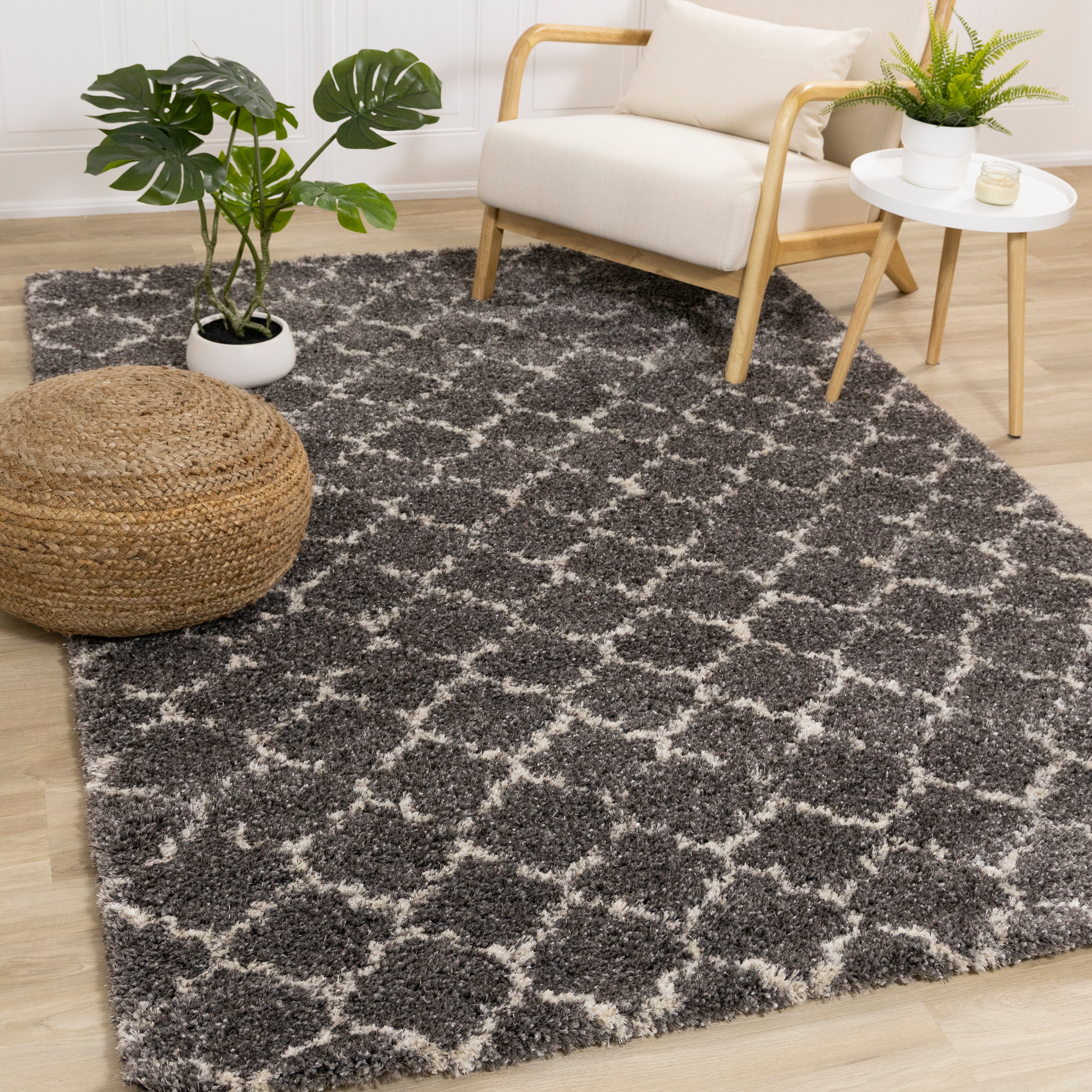 Lane Grey Cream Lattice Luxury Rug