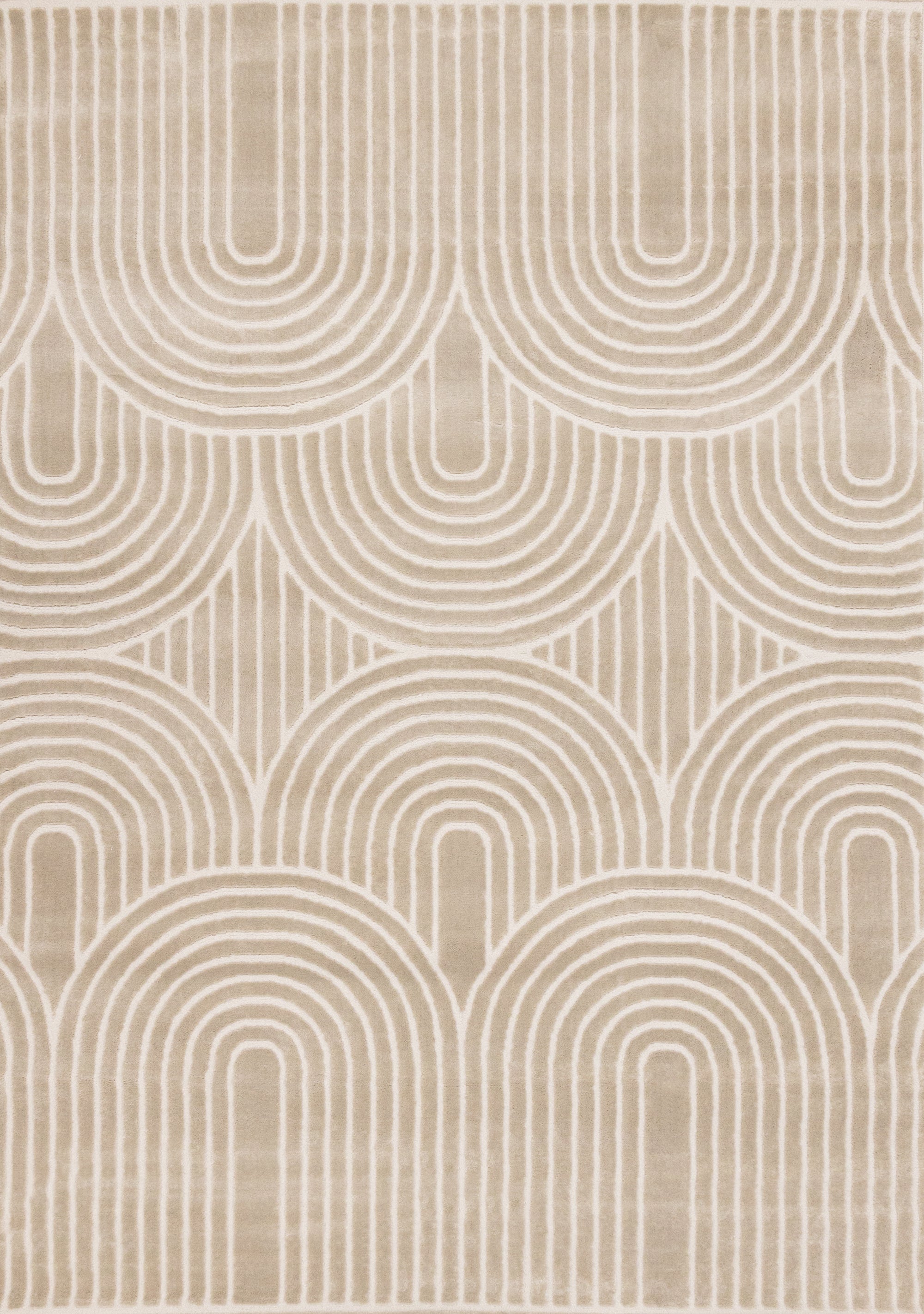 Leo Cream Beige Modern Geometric Arches Pattern Rug