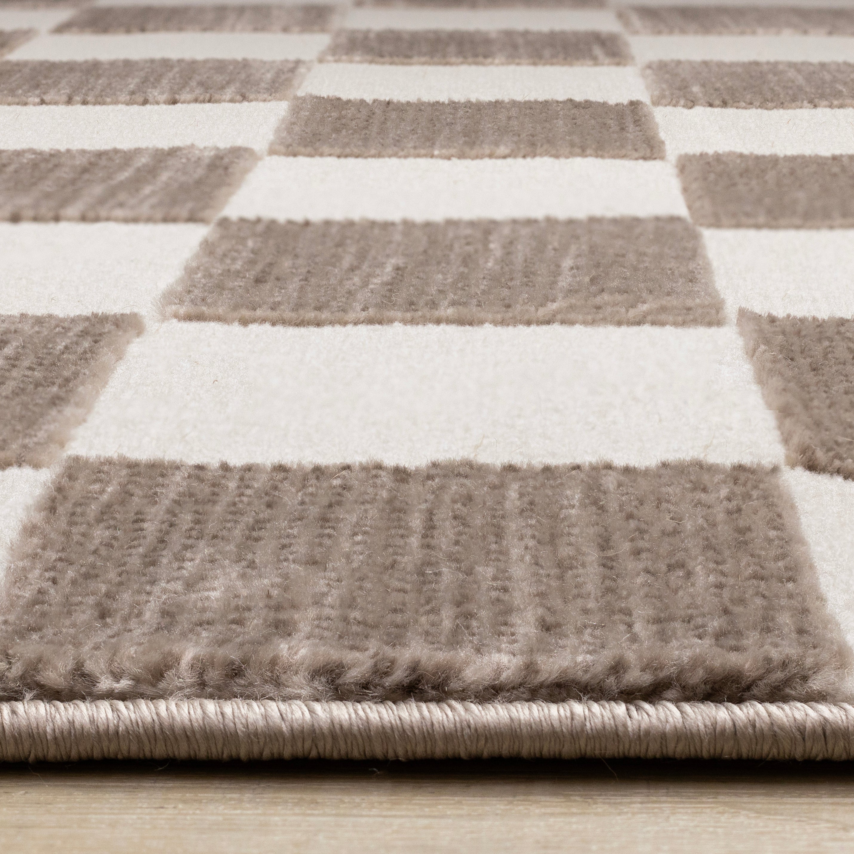 Leo Brown White Checkers Rug