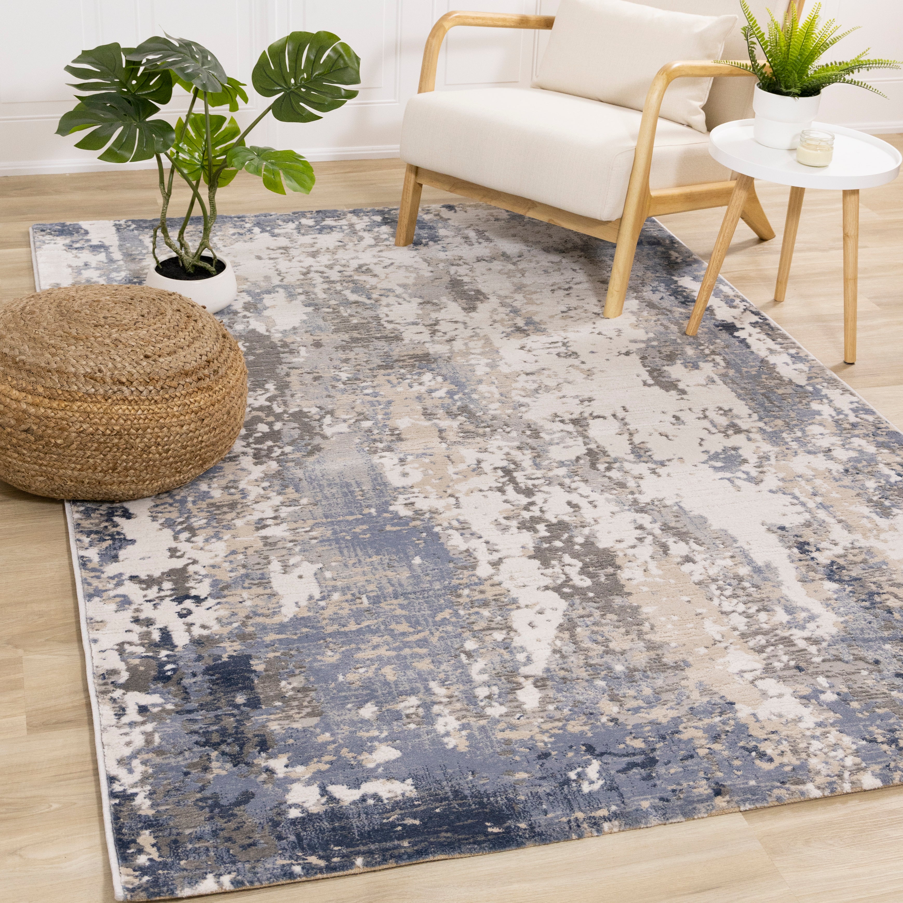 Luca Blue Beige Distressed Rug