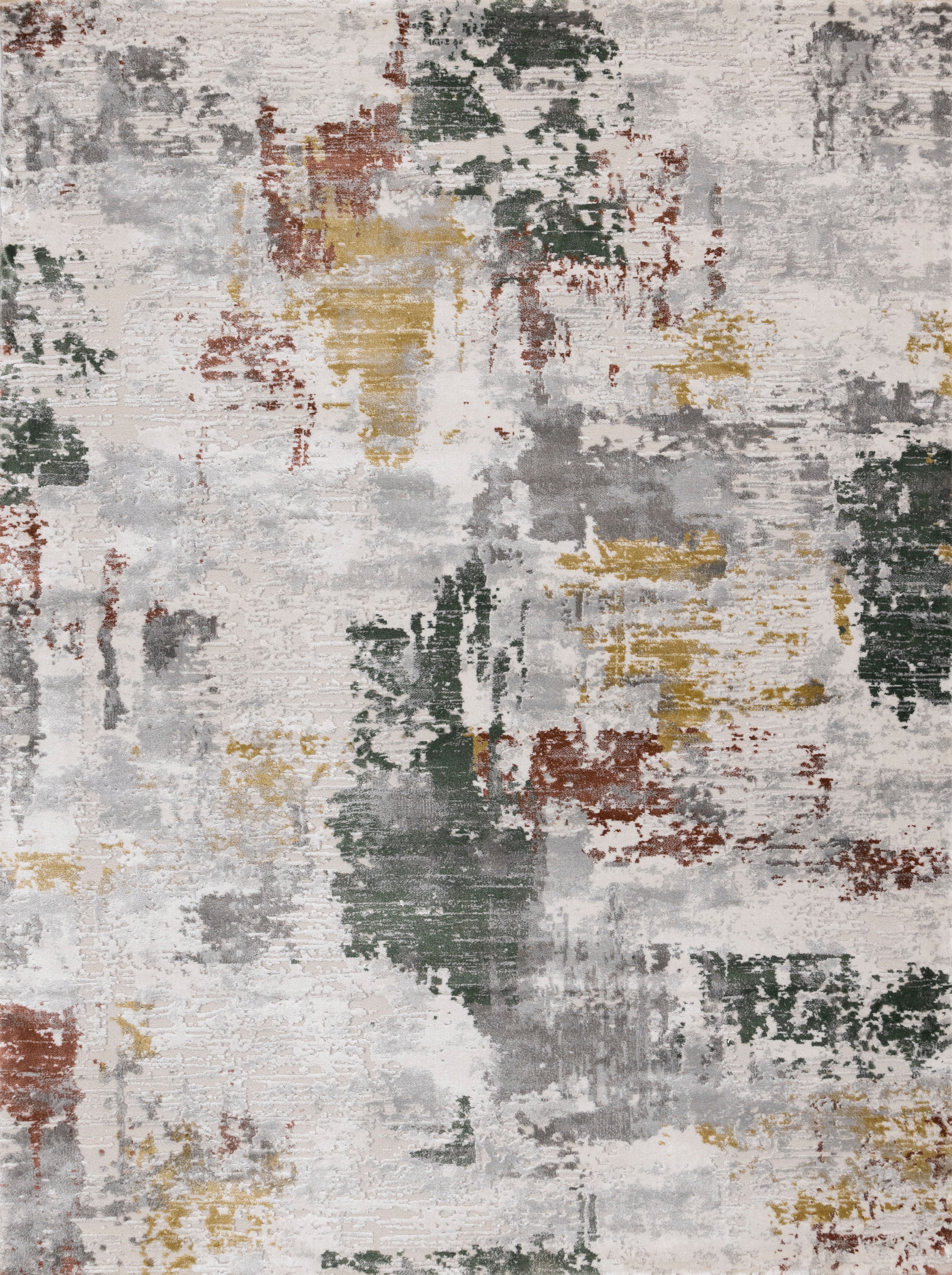 Luca Grey White Red Yellow Green Abstract Design Rug