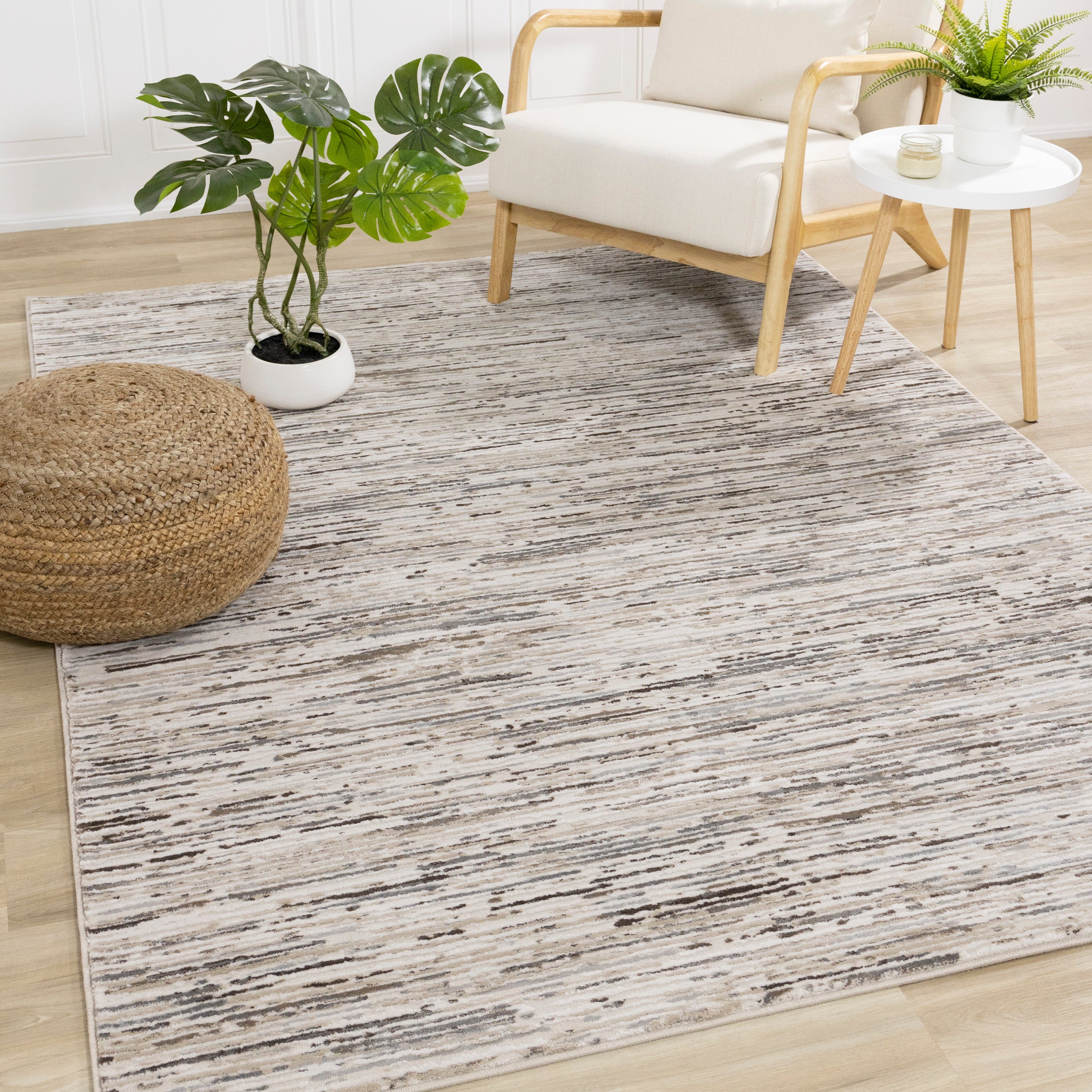 Luca Beige Grey Organic Lines Rug