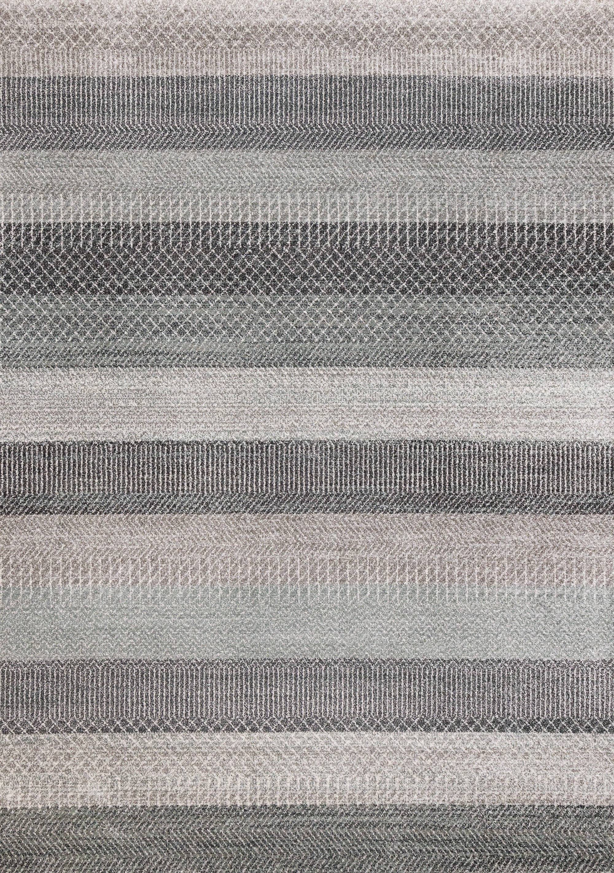 Mae Grey White Taupe Banded Pattern Rug