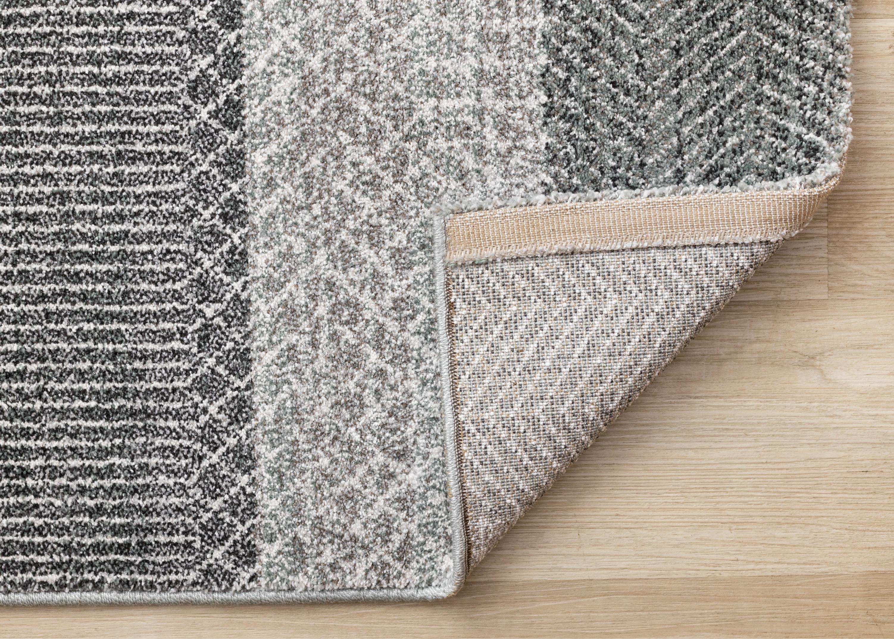 Mae Grey White Taupe Banded Pattern Rug