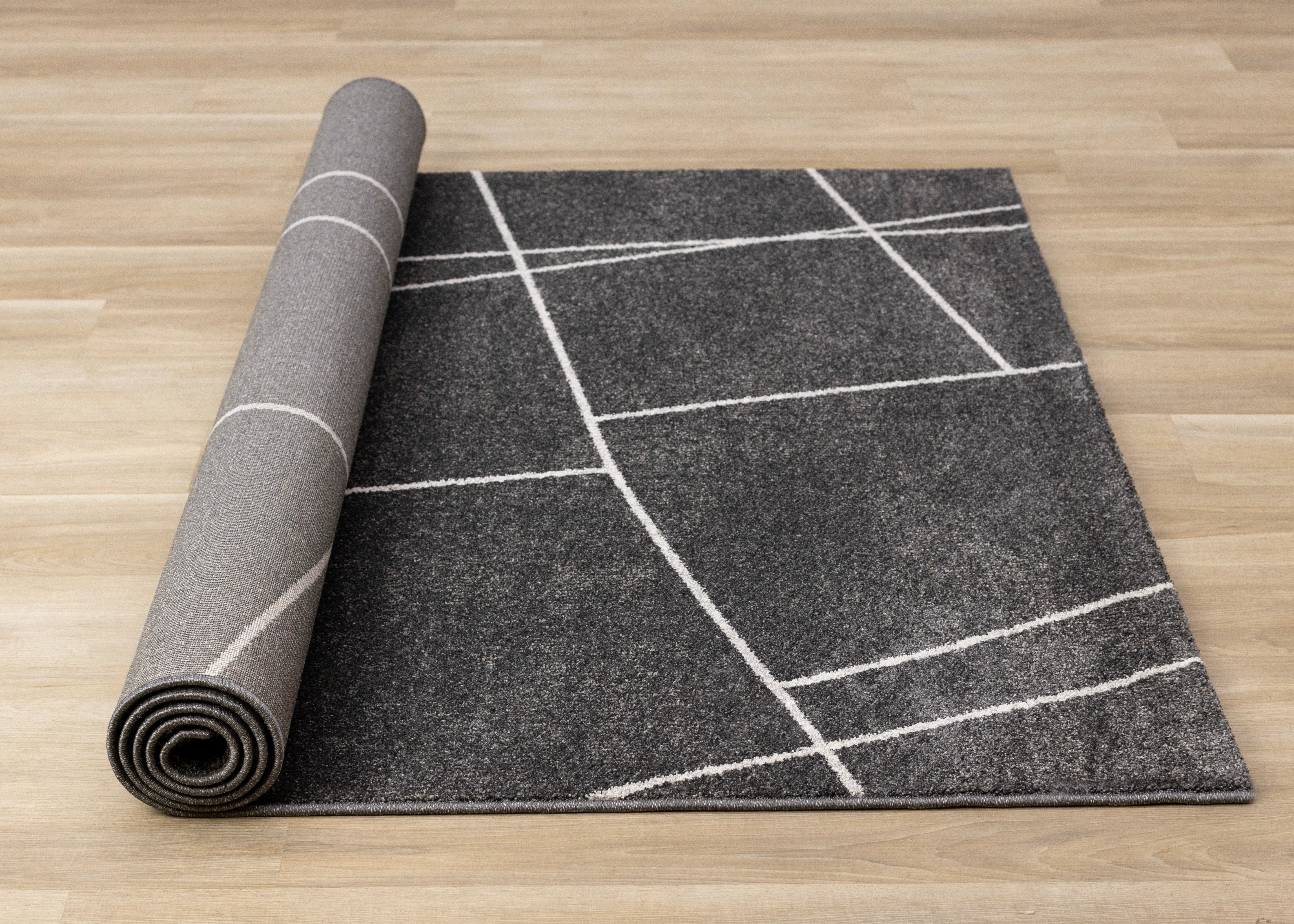 Mae Grey White Organic Line Design Rug