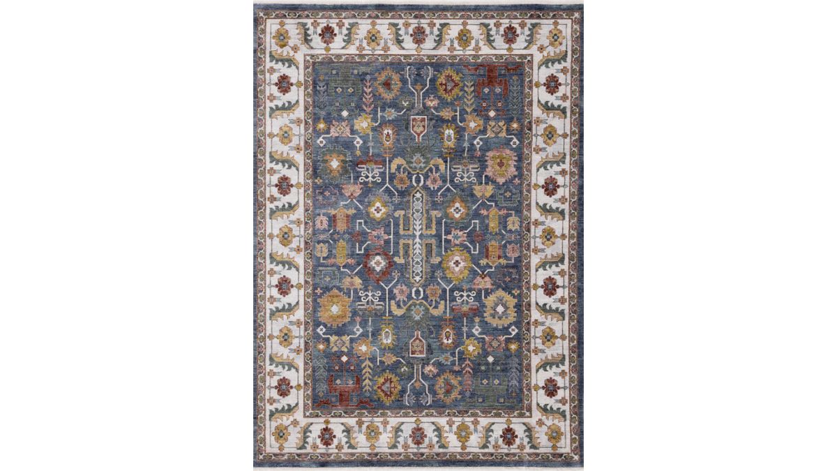 Marisa Blue Modern Tribal Inspired Border Rug