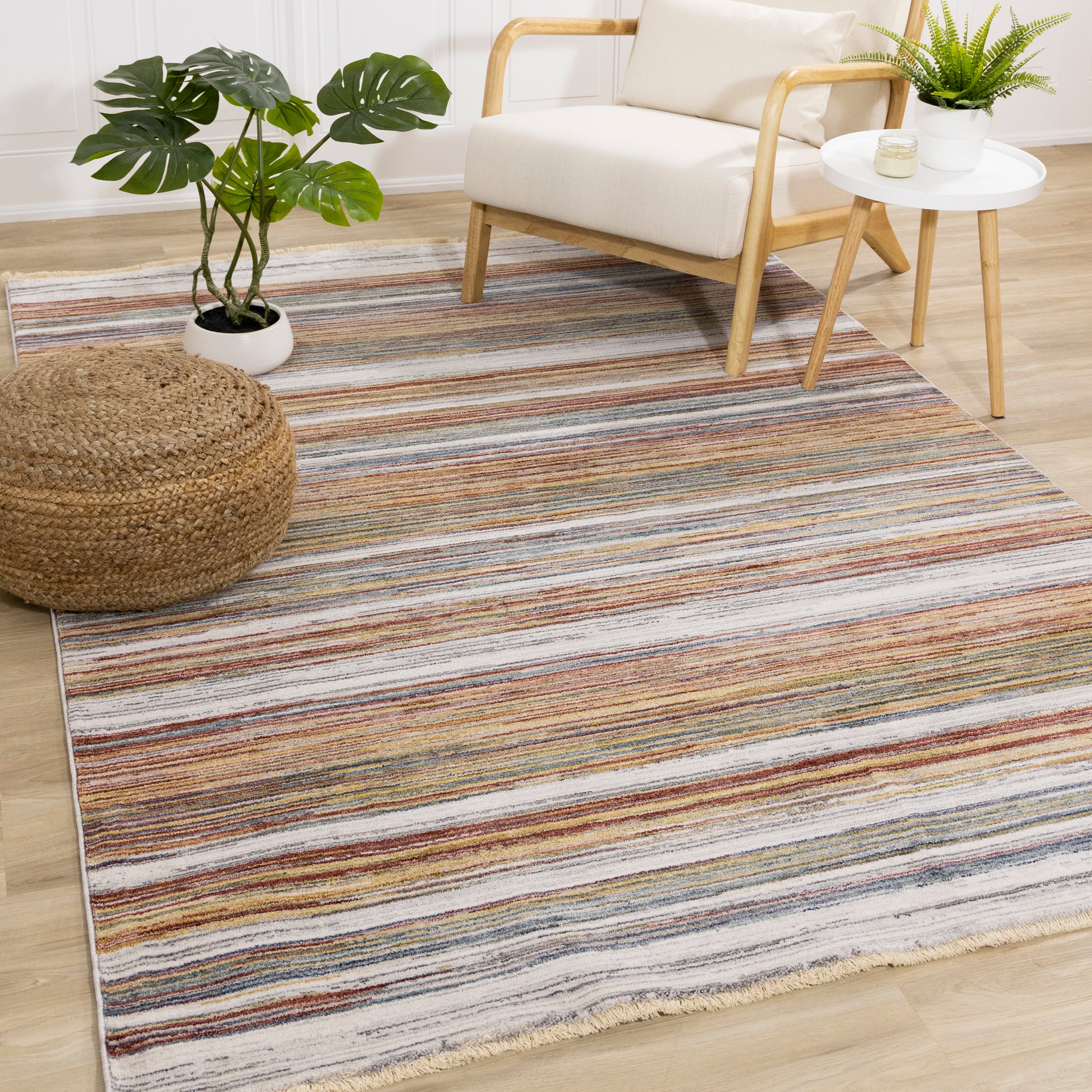 Marisa Multicolour Striped Plush Rug