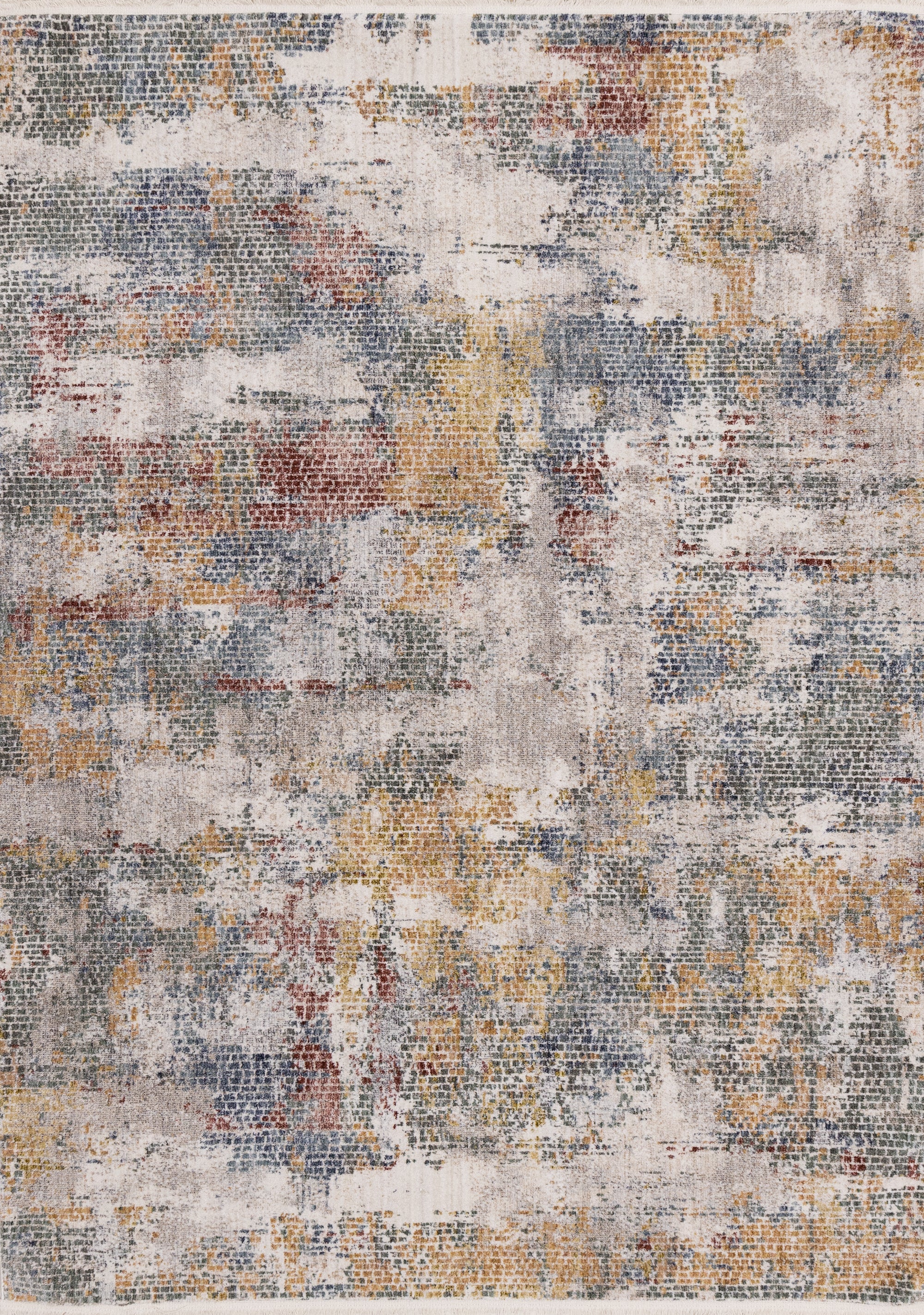 Marisa Distressed Abstract Red Yellow Blue Plush Rug