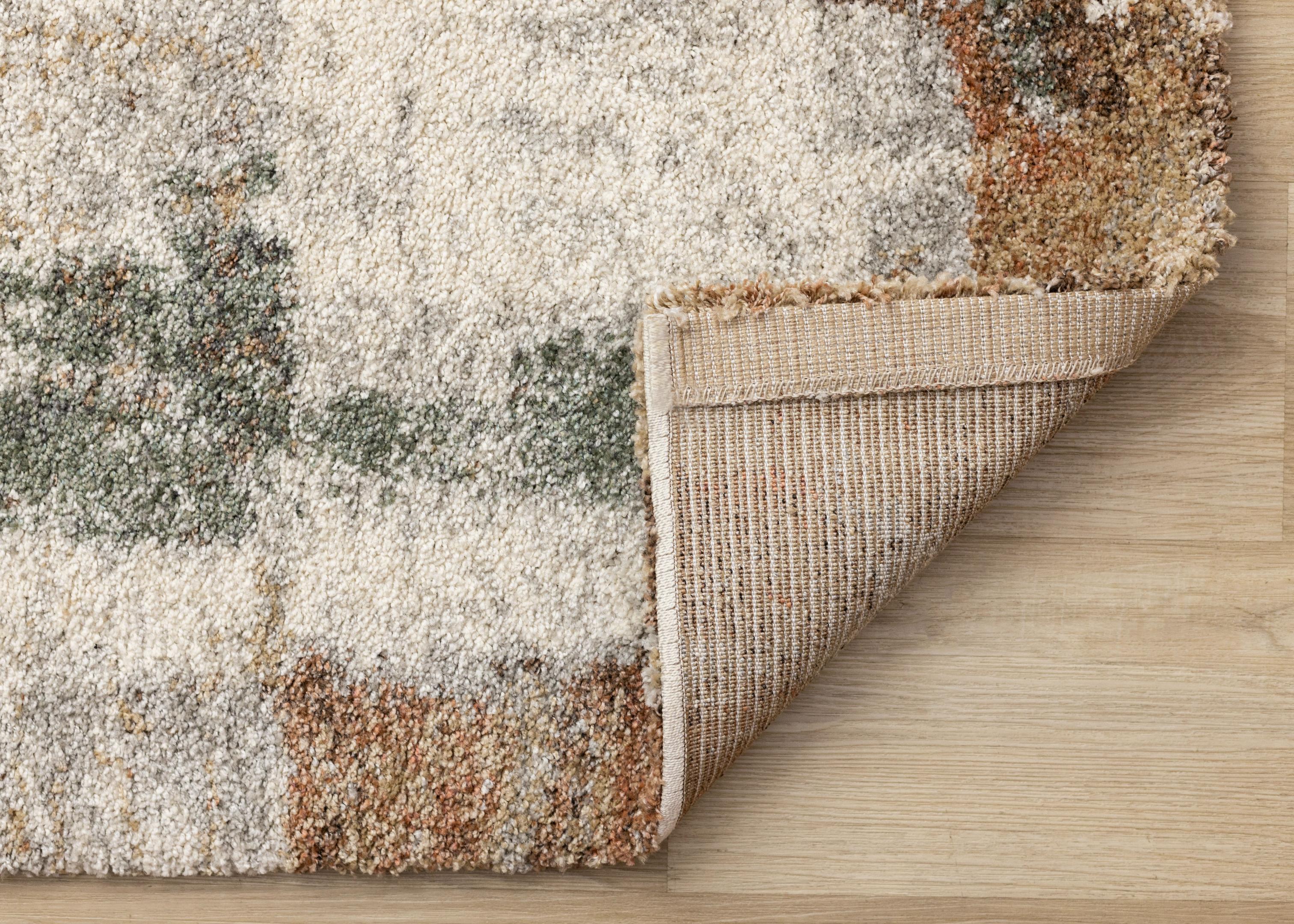 Marquis Orange White Beige Green Organic Distressed Design Rug