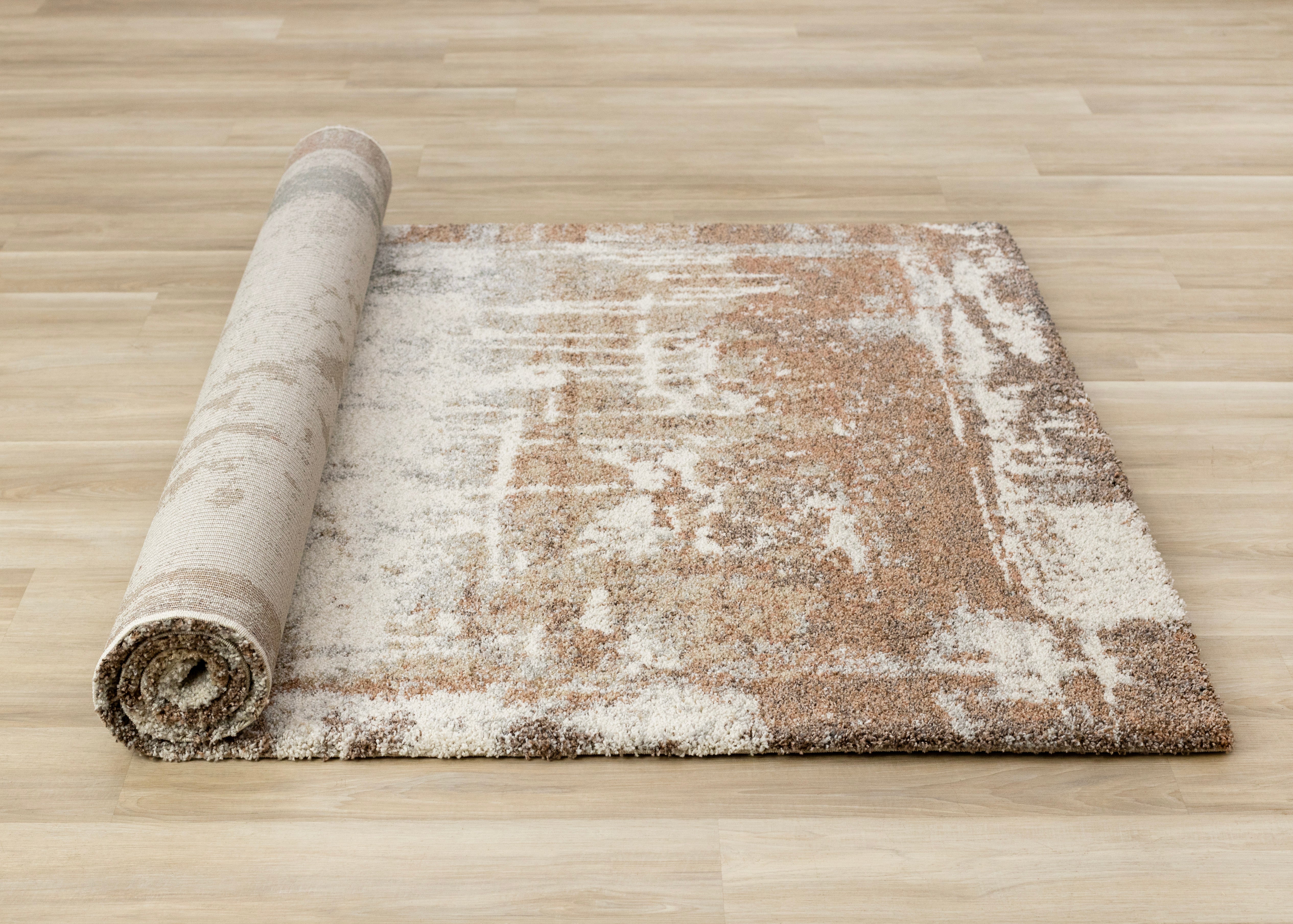 Marquis Orange White Beige Green Organic Distressed Design Rug