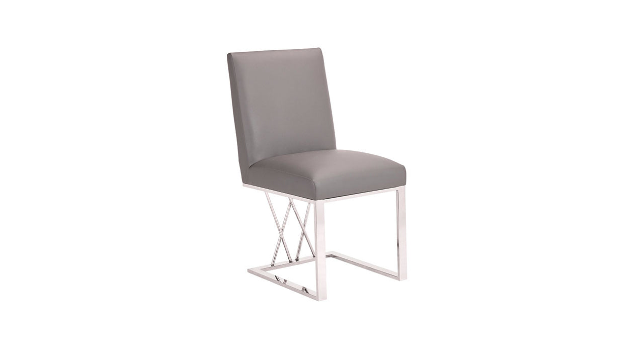 Martini Dining Chair: Grey Leatherette