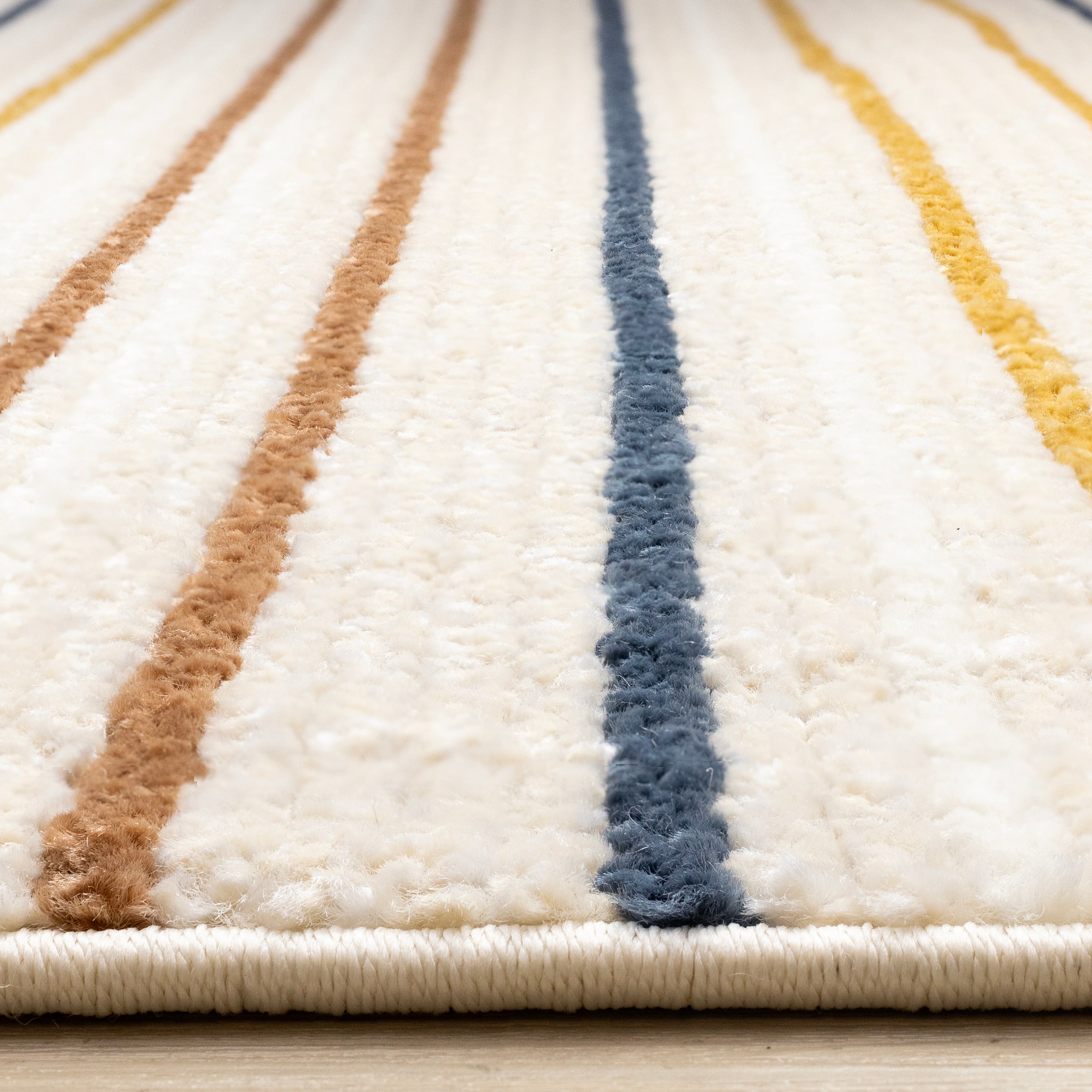 Nala Cream Yellow Oxblood Green Blue Striped Rug