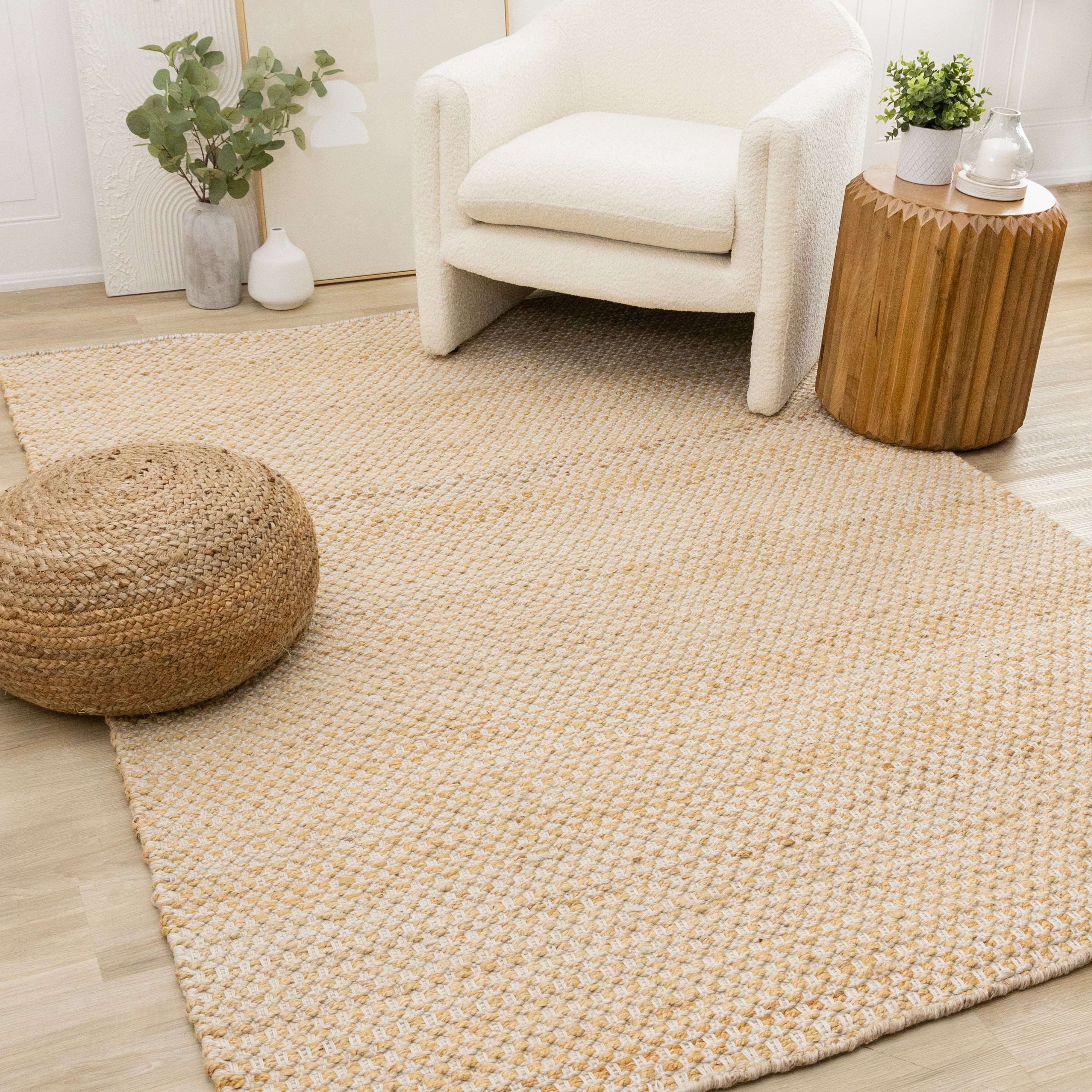 Naturals Light Oak Intricate Cream Weave Jute Rug