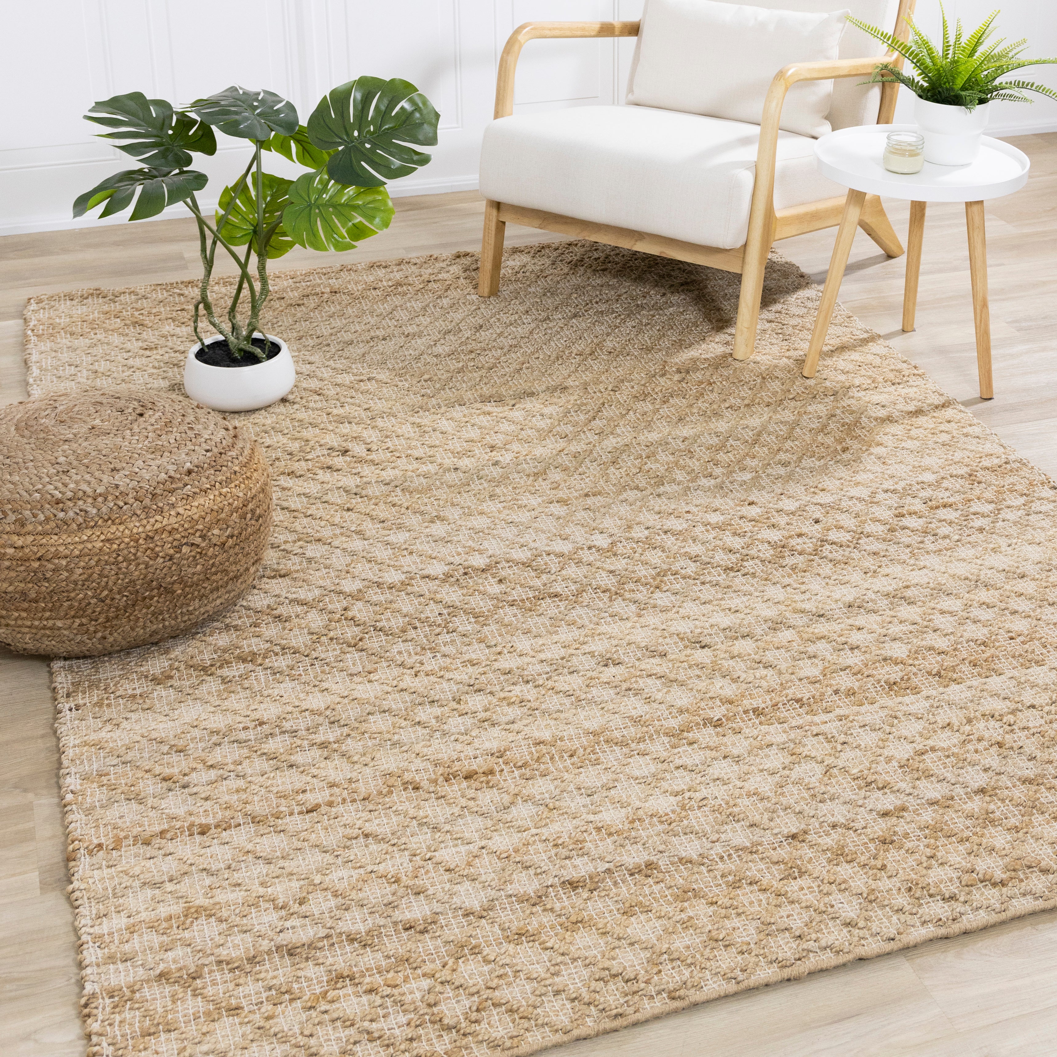 Naturals Light Oak Diamond Pattern Woven Jute Rug