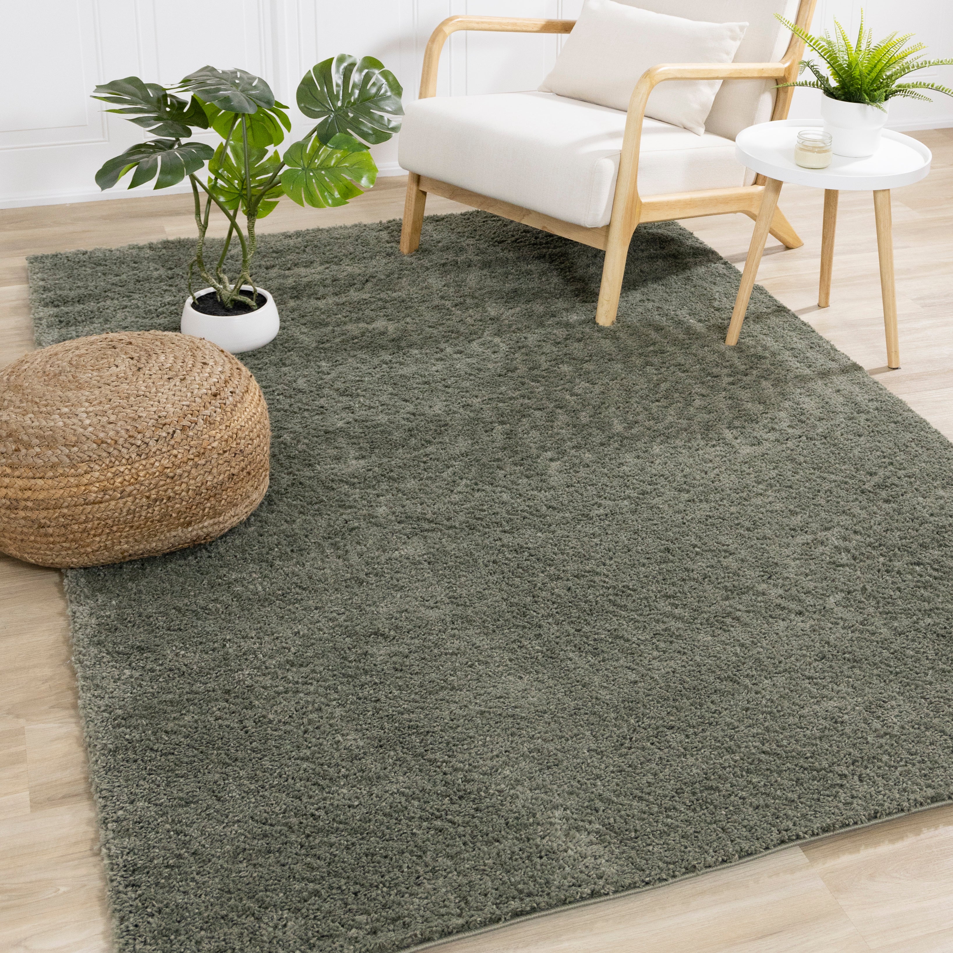 Pascal Green Comfort Shag Rug  Oval