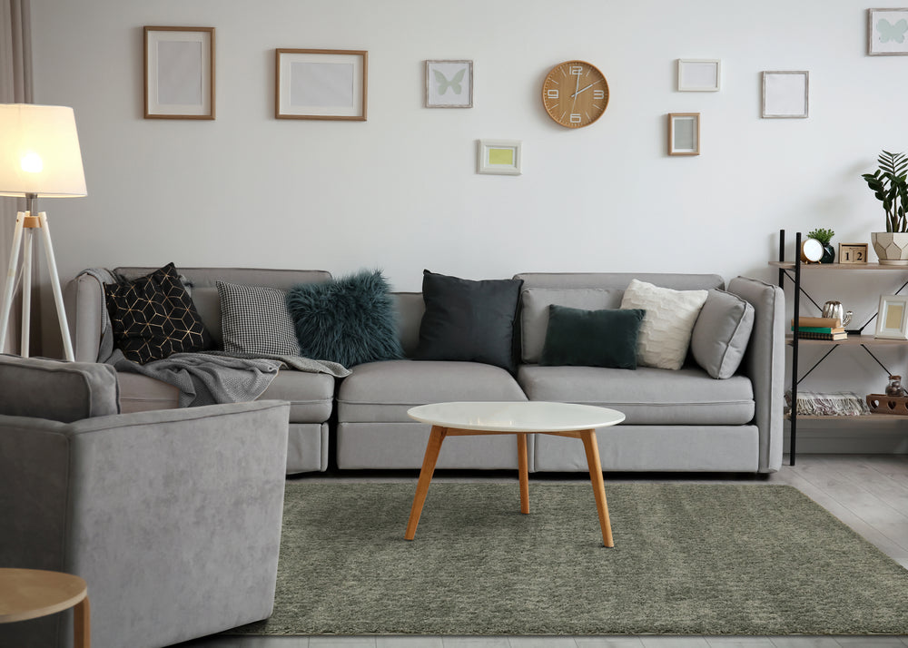 Pascal Green Comfort Shag Rug  Oval