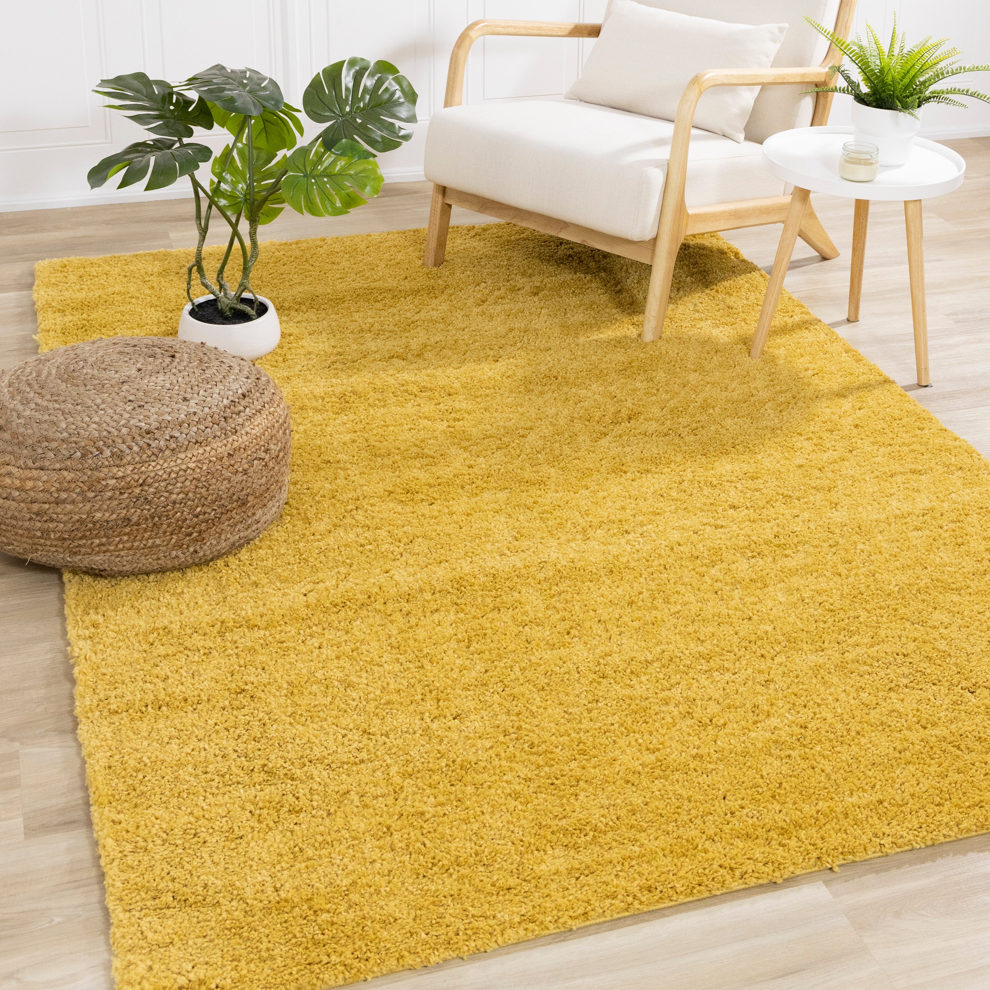 Pascal Yellow Comfort Shag Rug Oval