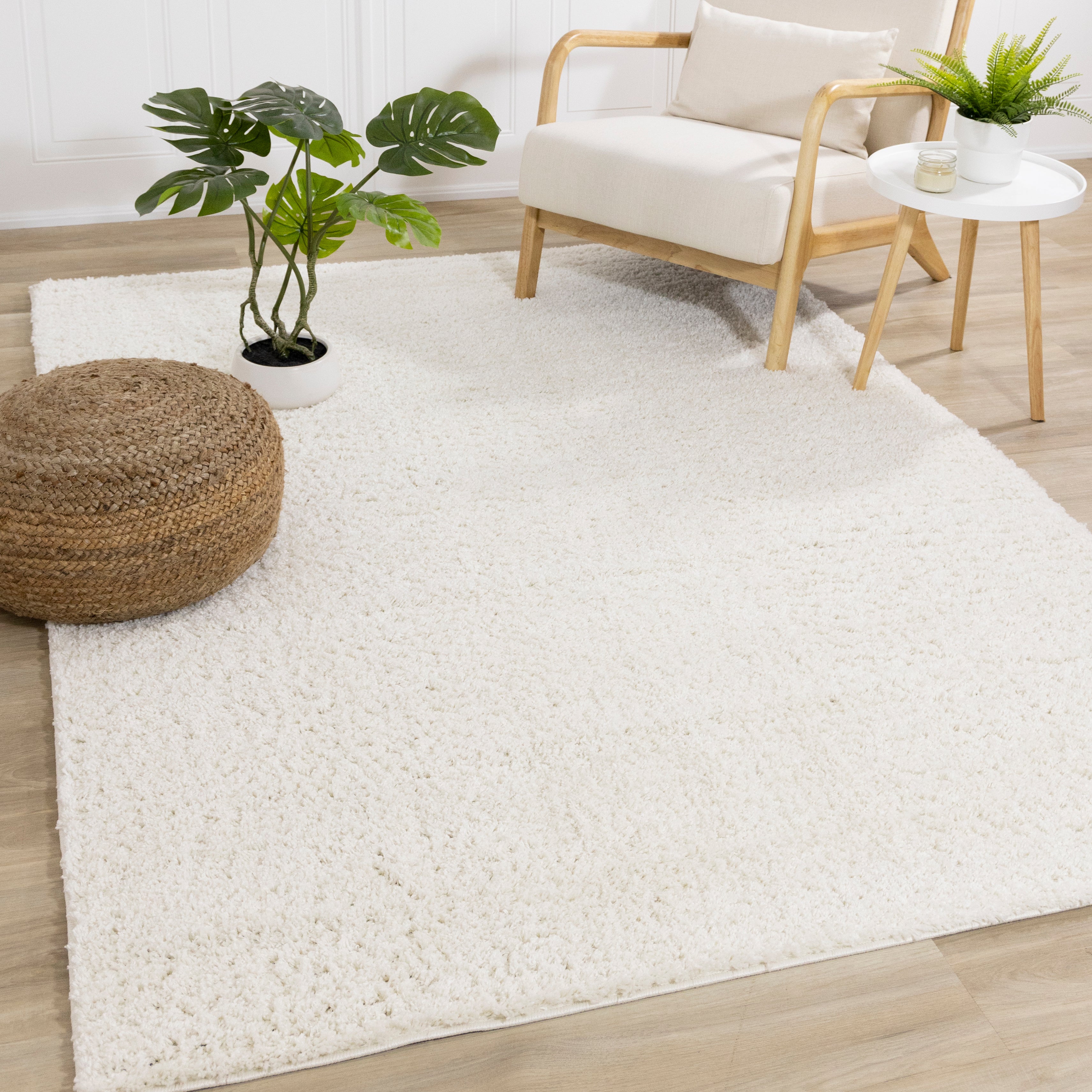 Pascal Cream White Comfort Shag Rug Oval