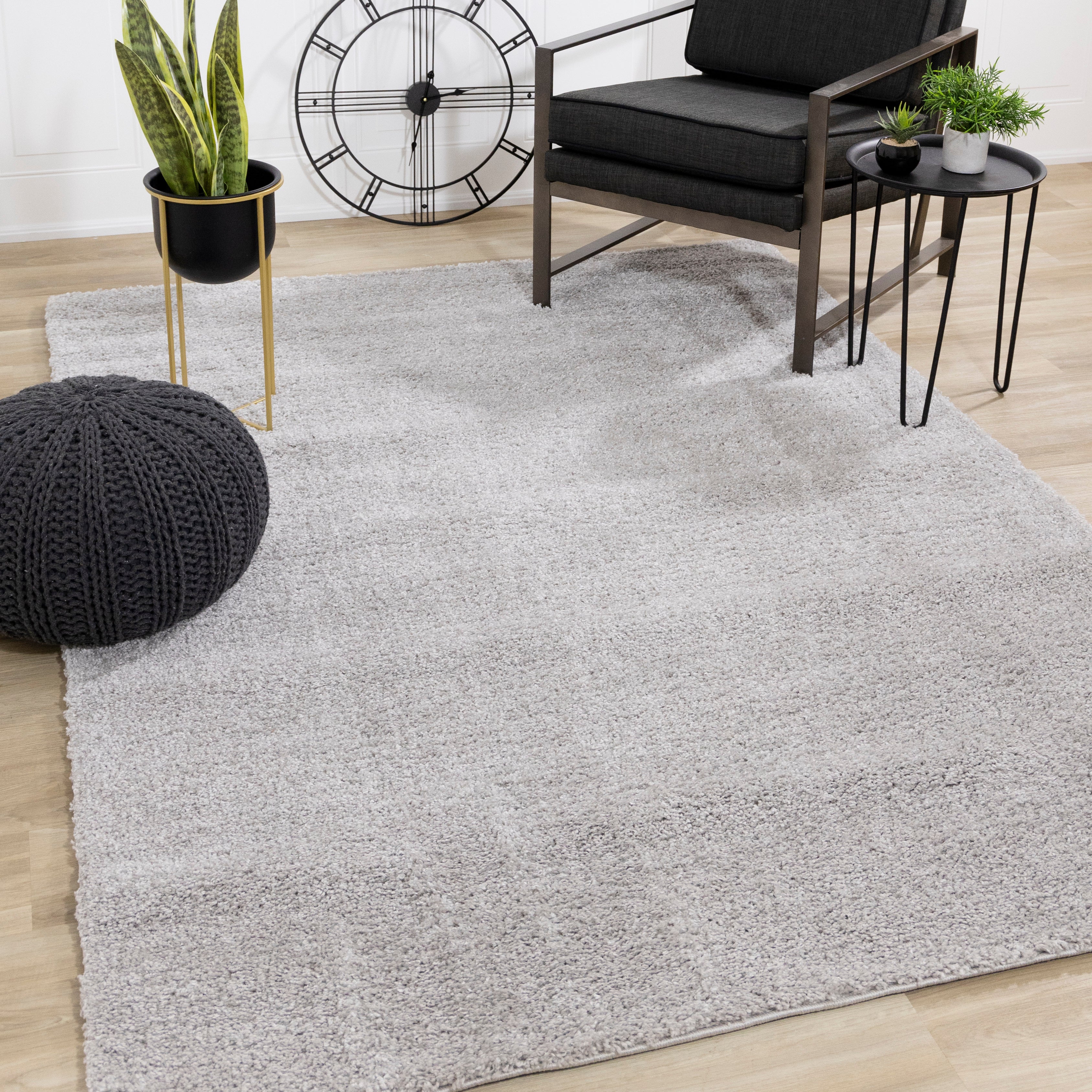 Pascal Light Grey Comfort Shag Rug Oval