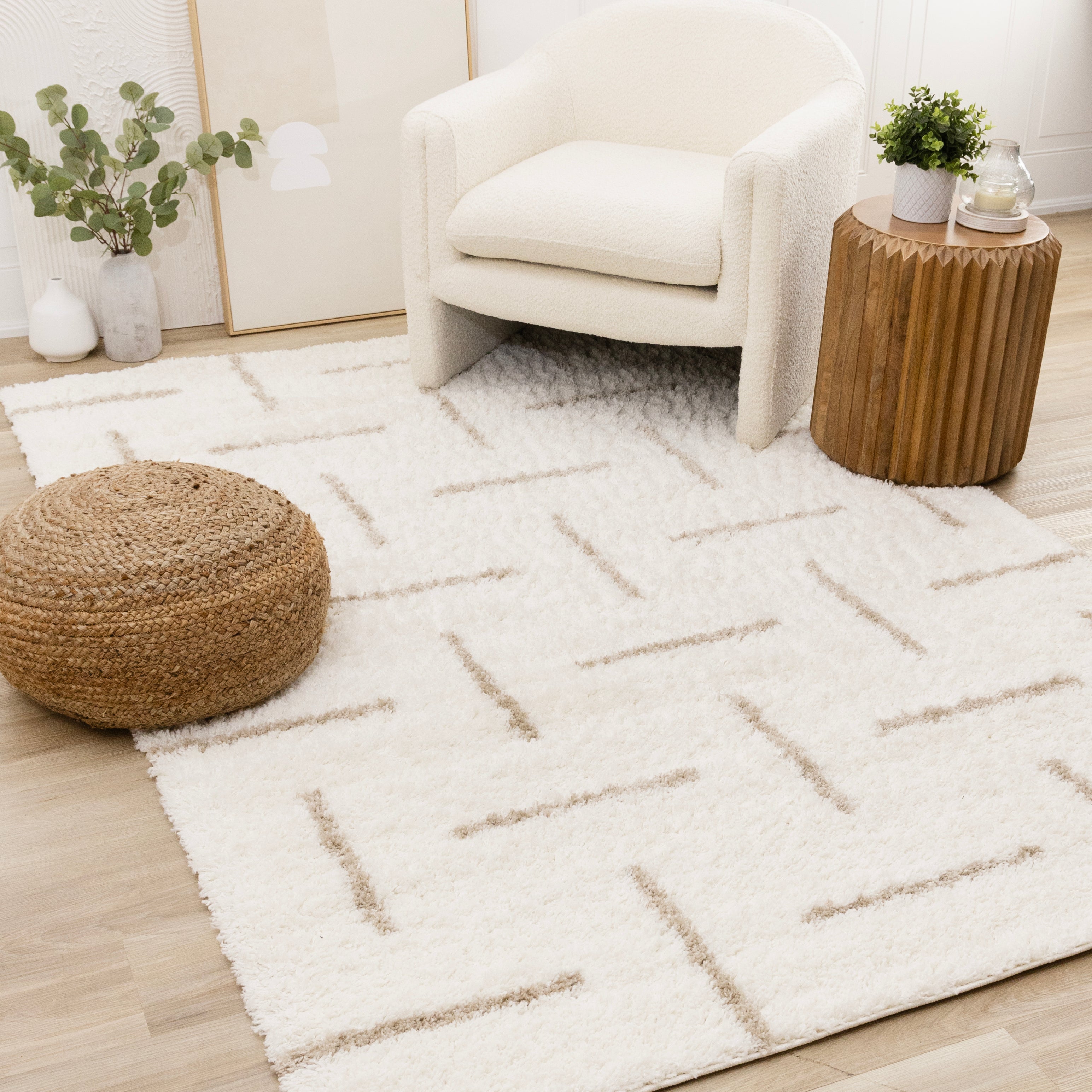 Pascal Cream Beige Scattered Lines Rug